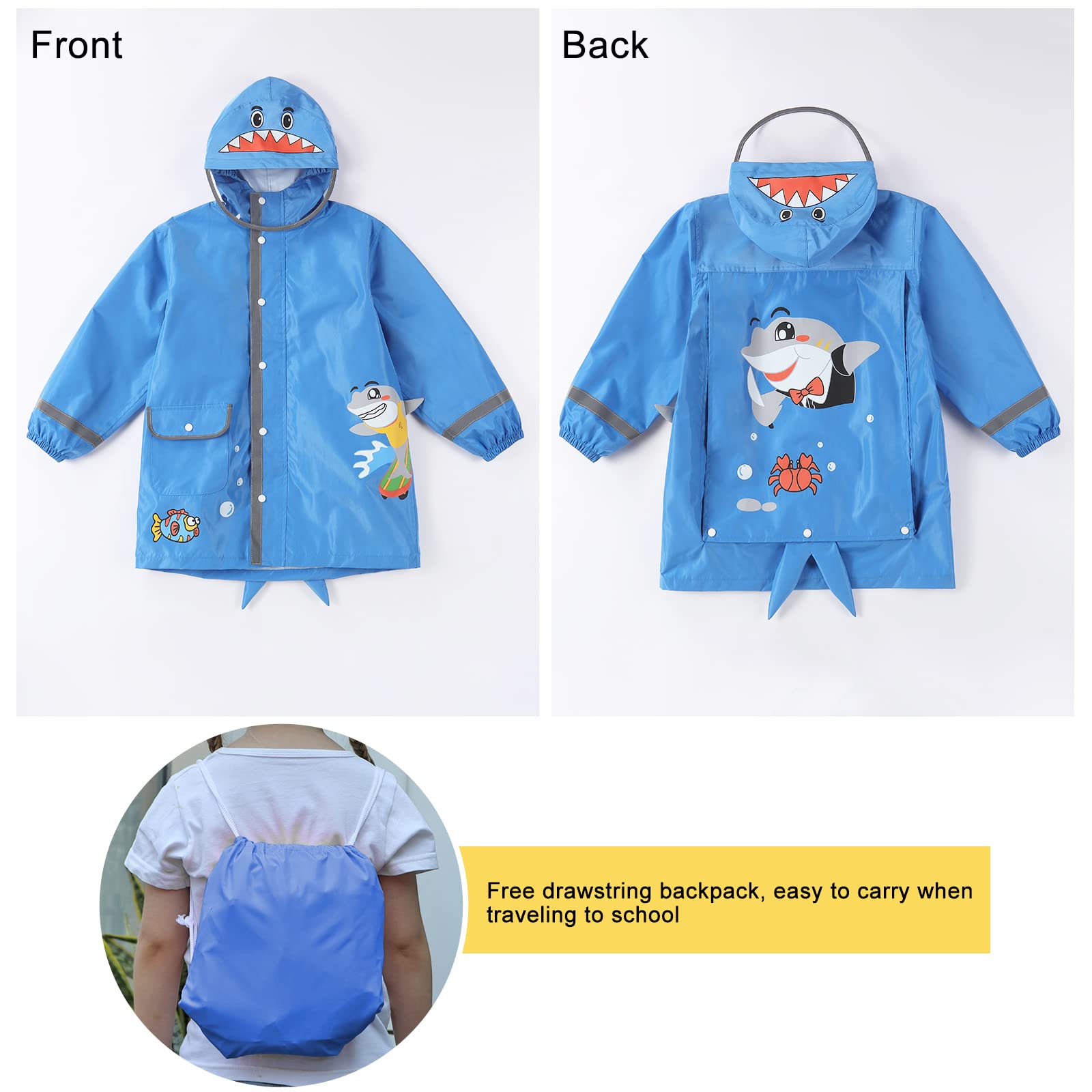 Poncho de Lluvia para Niñas y Niños - Chubasquero Ligero Impermeable Reutilizable Traje de Lluvia Respirable Portátil Ropa Impermeable 2-10 Años