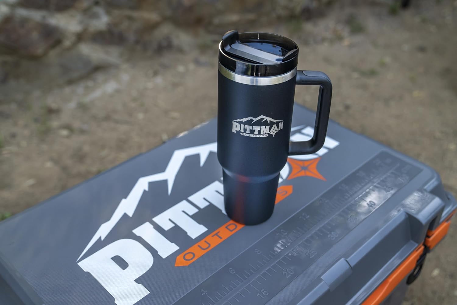 Pittman Outdoors 40oz. Hydration Tumbler with Comfort Soft Handle, Black - Vacuum Insulated Travel Coffee and Drink Mug