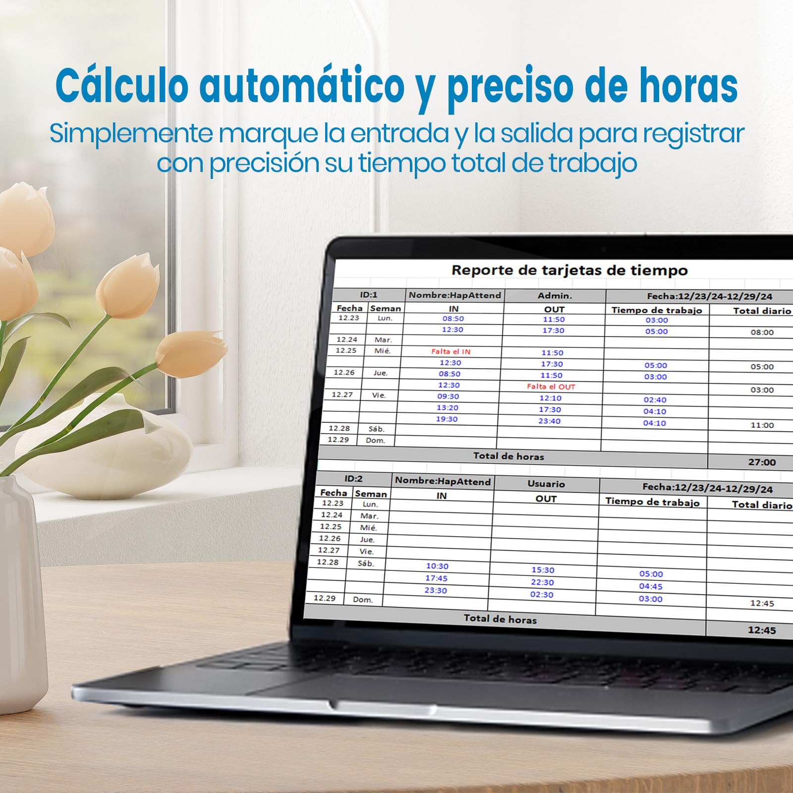 Control horario empleados, Español Reloj de fichar con Huella Dactilar, RFID Tarjetas, Maquina de fichar empleados de hasta 1000 usuarios sin conexión Internet Negro Escáner - H3