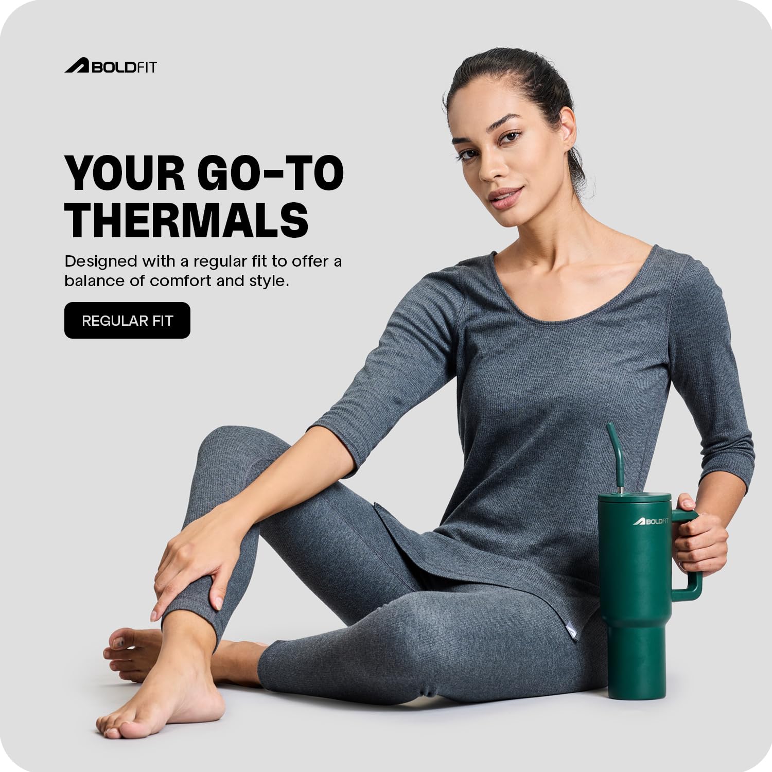 Boldfit Women Mid Rise Regular Pants (BFTBW5010RM_Grey, Medium - Image 7 thumbnail