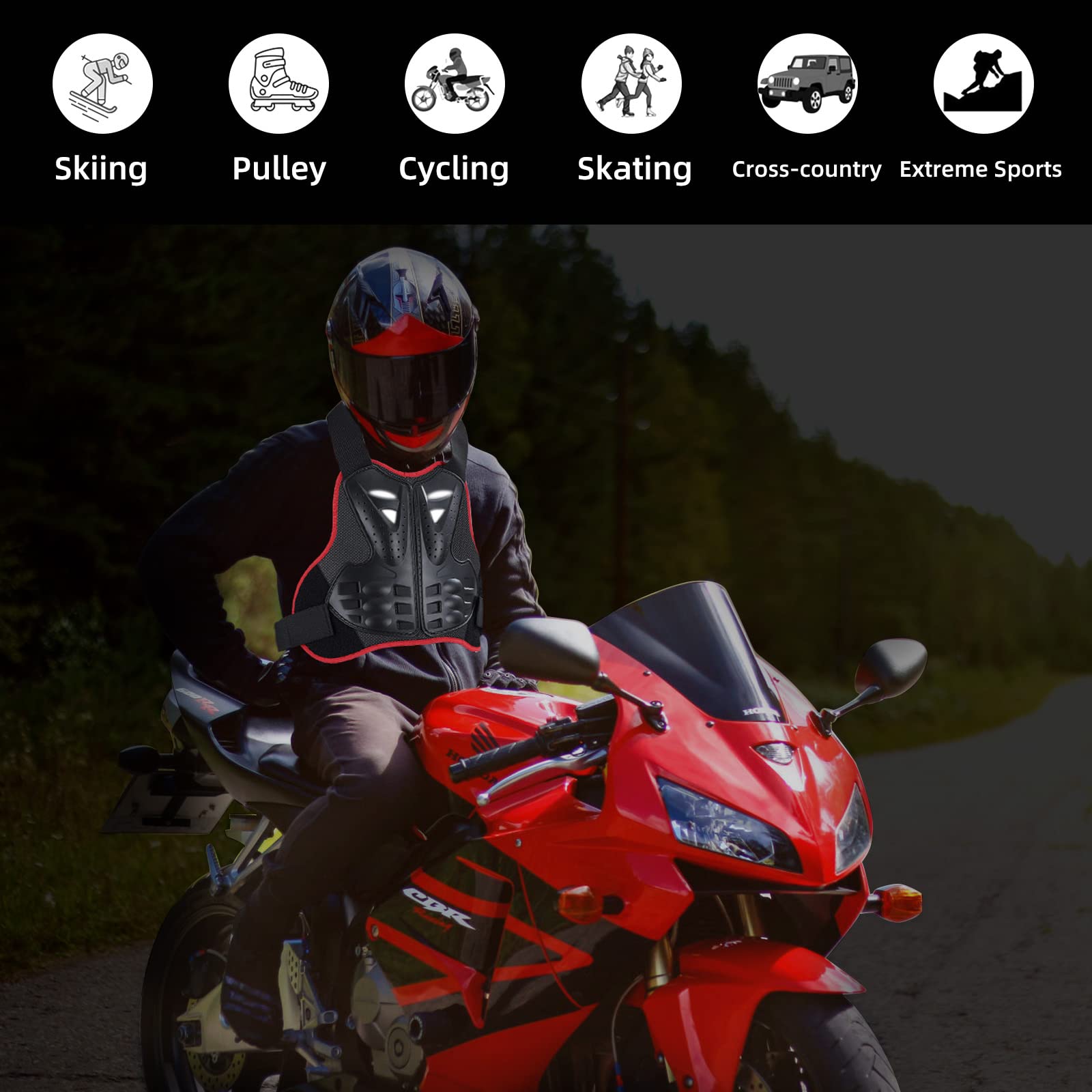 Protection Moto Vélo Equipement Dorsale Pare Pierre pour VTT Cross Trottinette Ski Adulte Enfant