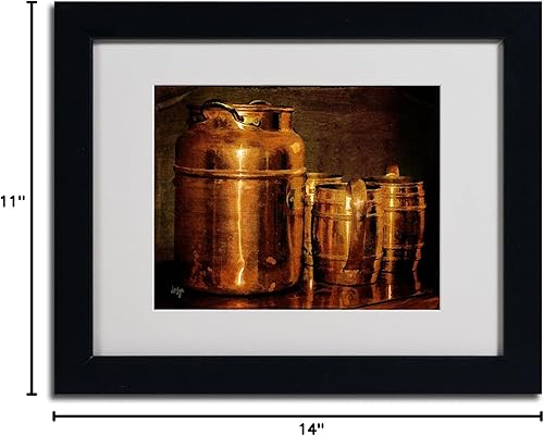 Miniatura 6 de Trademark Fine Art Lois Bryan - Jarras de cobre enmarcadas, arte enmarcado con marco negro, 11 x 14 pulgadas