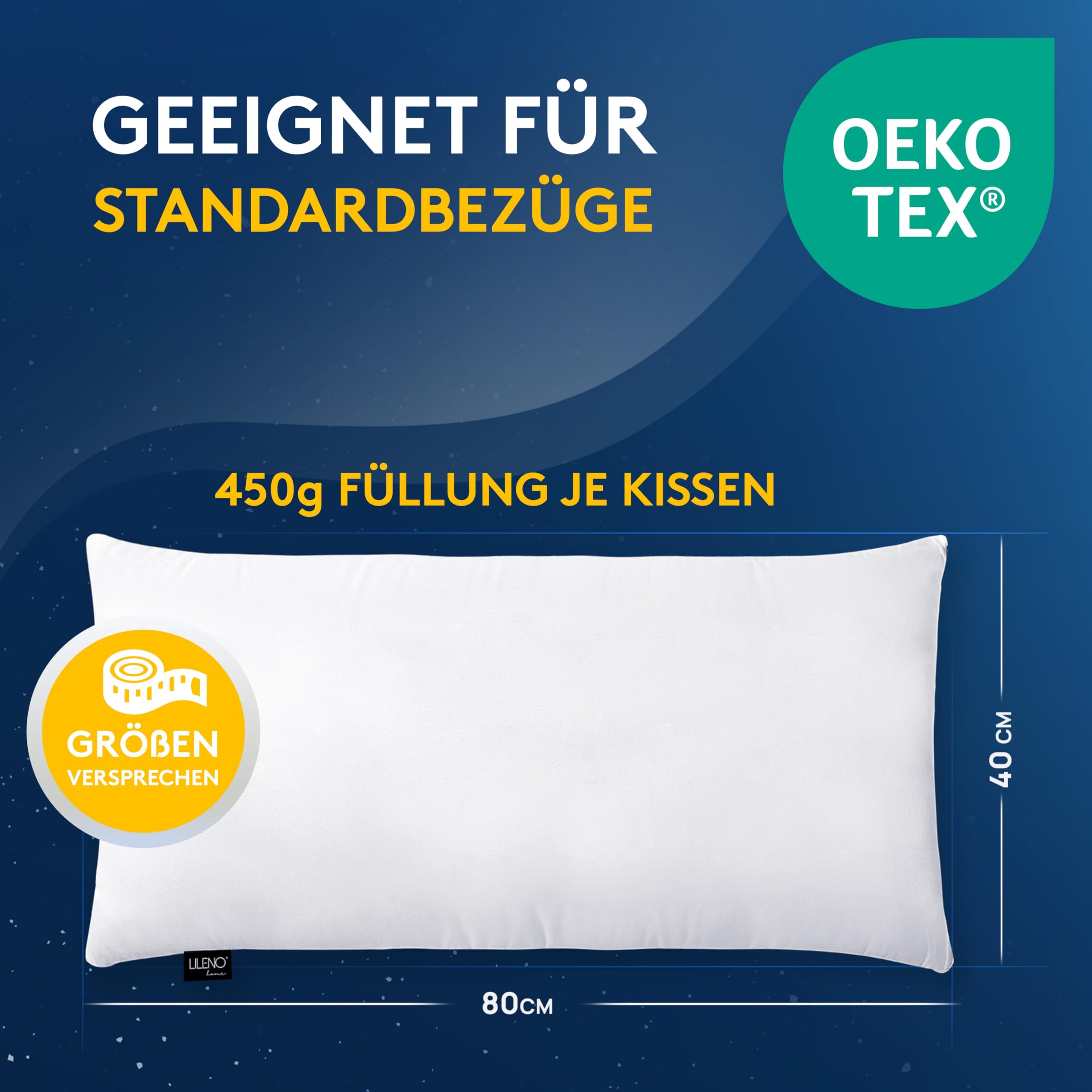LILENO HOME Microvezel kussen 40x80 cm Premium (450g vulling