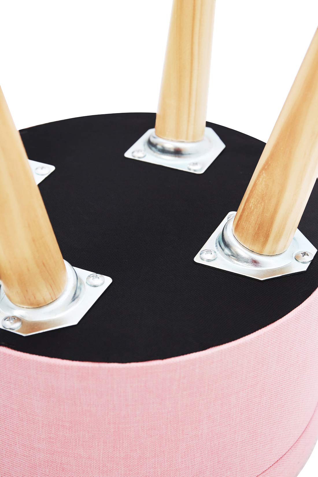 Pouf Hocker Stuhl Fusshocker Gepolstert Fußbank Rund Schemel Ottomane Polsterhocker Beinablage Sitzhocker Aus Leinen Und Massivholz Mit Stauraum Für Küche Und Wohnzimmer Rosa