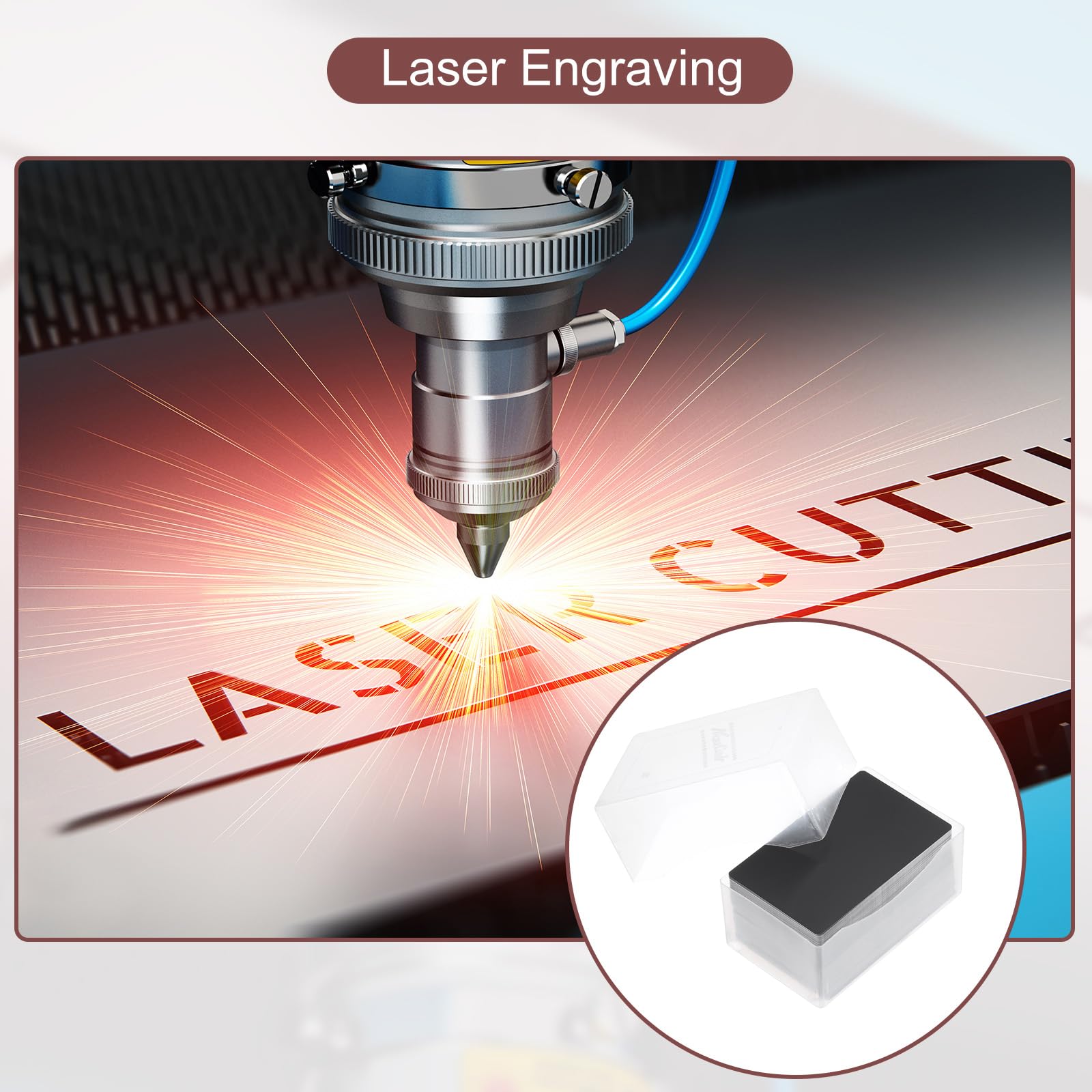 PATIKIL 300 Pack Metall Visitenkarten Leer 0.45mm Dick Namenskarte Schwarz | Laser Gravur Druckbare, Aluminum, 3.4x2.1", Für Benutzerdefinierte Heimwerker