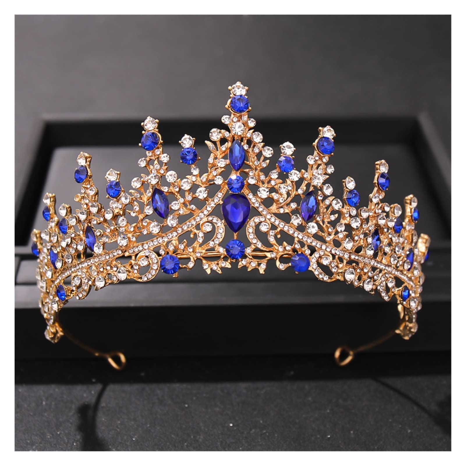LNNSHX Barock Vintage Rose Gold Kronen und Tiaras Pfirsich Kristall Braut Frauen Tiara Krone Festzug Abschlussball Diadem Hochzeit Haarschmuck Tiara (Metallfarbe: Gold)