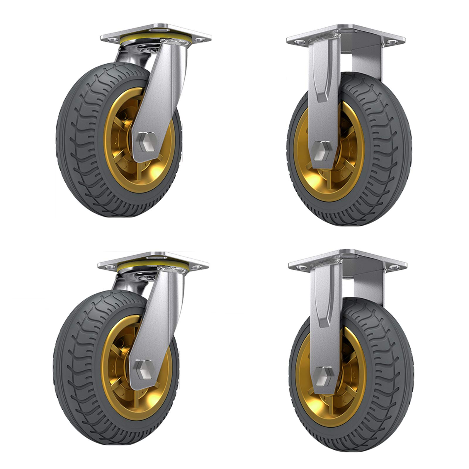 GYRAZXS Rubber Wheels Set of 4 Industrial Caster Wheels with Brakes 150mm for Outdoor Use Reliable Mobility Solutions for Trolleys and Heavy Equipment