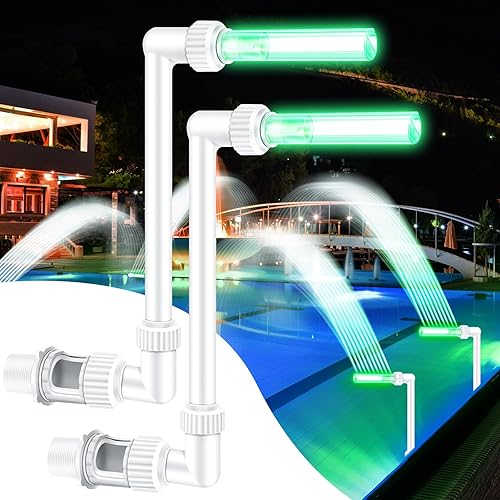 Sumind 2 piezas de luz LED para piscina, fuente de cascada, fuente de agua para spa, fuente hidroeléctrica, fuente de piscina, estanque, cascada,