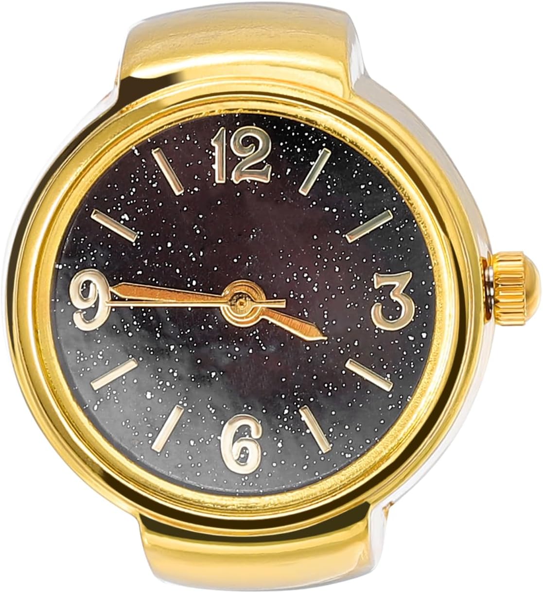 Baluue Women Men Finger Watch Vintage Ring Watch Round Quartz Analog Finger Ring Watch for Birthday Graduation Black