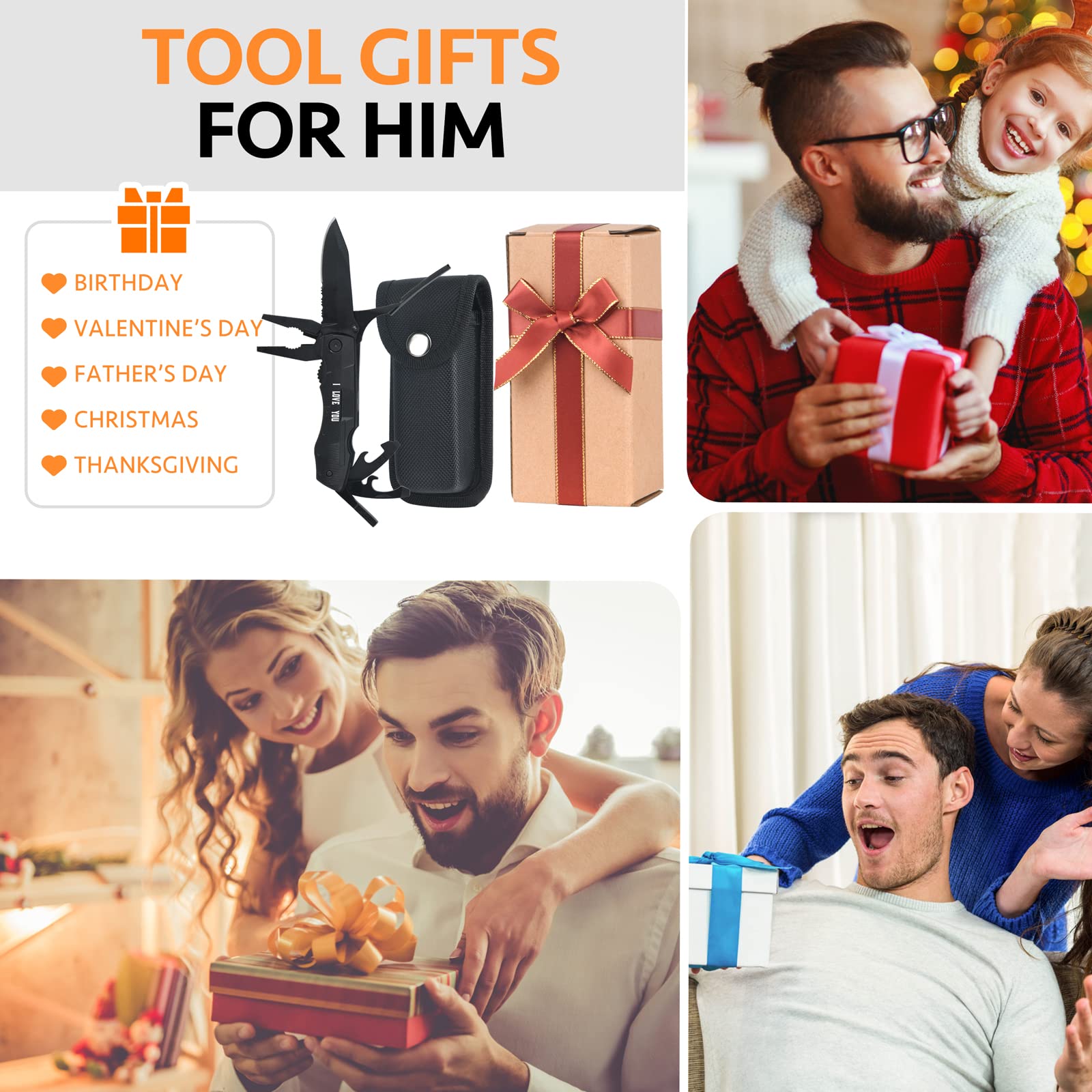 Birthday Gifts for Men Dad, Multitool Pliers Folding Pocket Knife,Christmas Gifts for Dad,Stocking Stuffers for Husband Boyfriend Him,Cool Gadgets Practical Gifts for Outdoor Product Image 2
