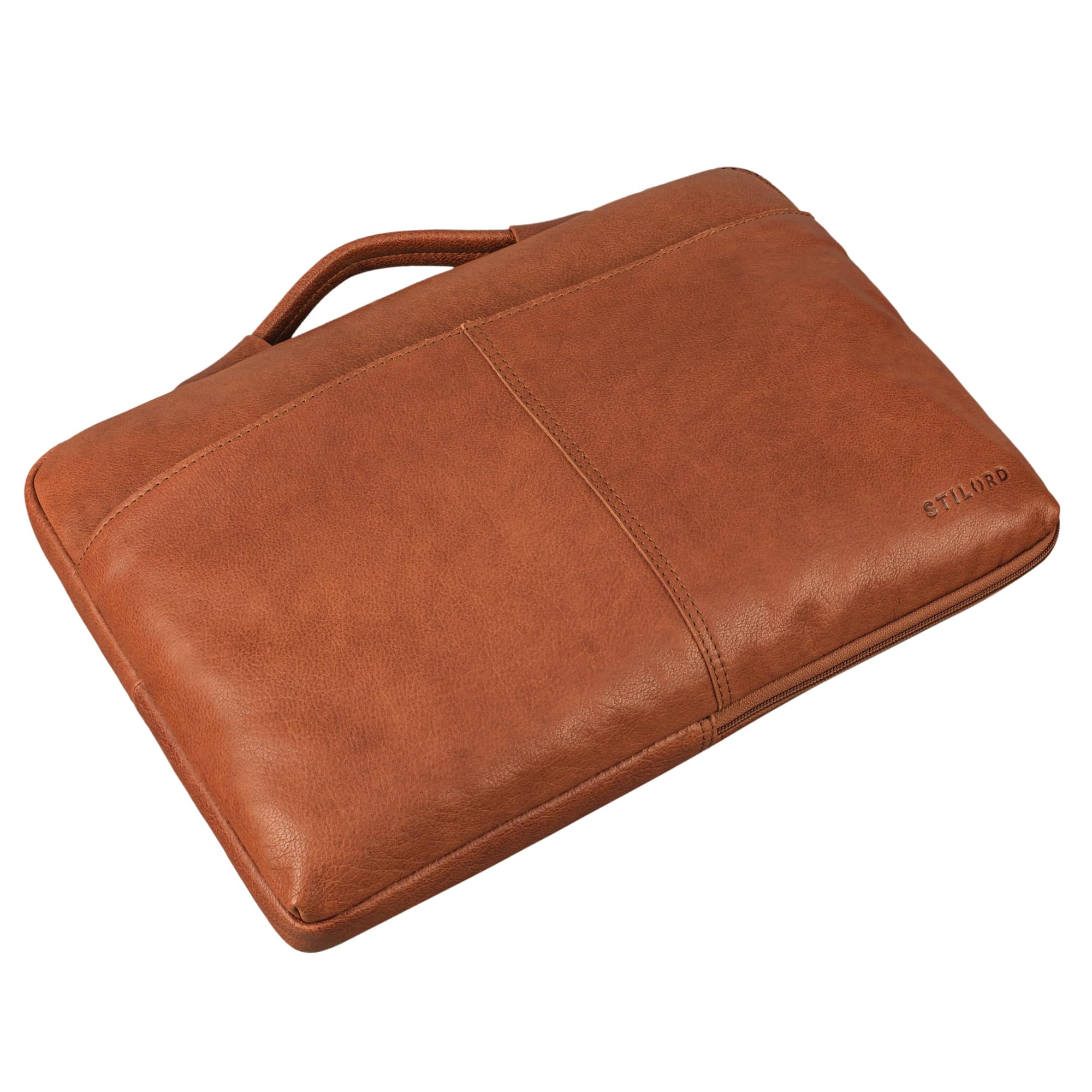 STILORD Kit 15.6 Pulgadas Maletín para Portátil Maletín de Cuero Hombres Cuero Genuino Laptop Case Piel Premium Bolsa para Portátiles Hombre Color:maraska - marrón