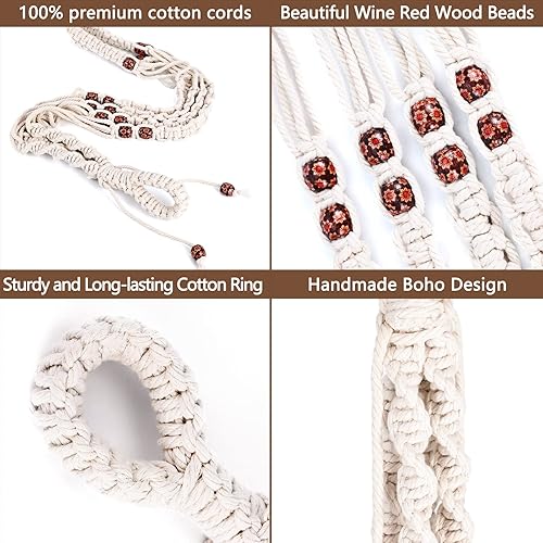 Miniatura 3 de Necamocu Colgador de macramé extra resistente sin borlas, elegante soporte para plantas de interior, juego de 2