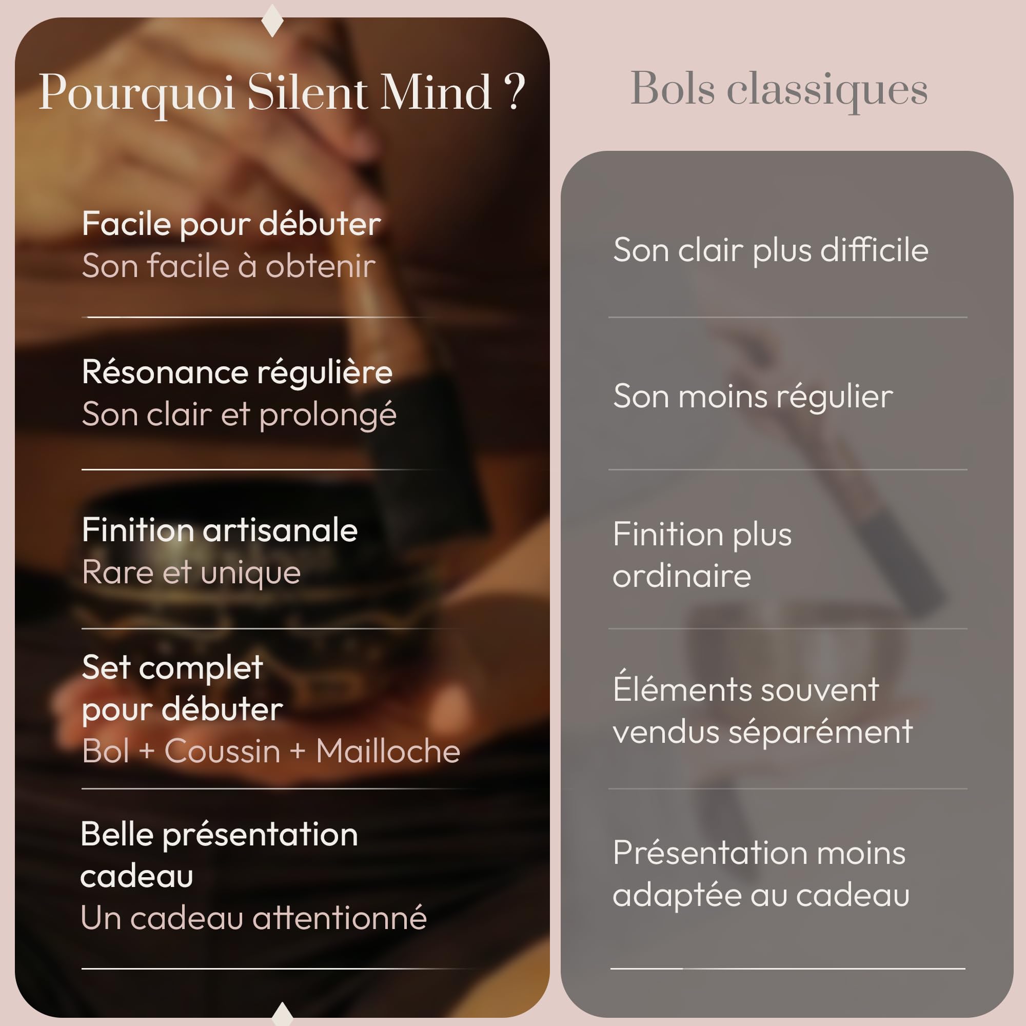 Bol Chantant Tibétain Silent Mind – Anti-stress Authentique, Facile à Utiliser, Sonorité Apaisante, Fabriqué à la Main dans l’Himalaya, Parfait comme Idée Cadeau pour la Sophrologie et la Méditation