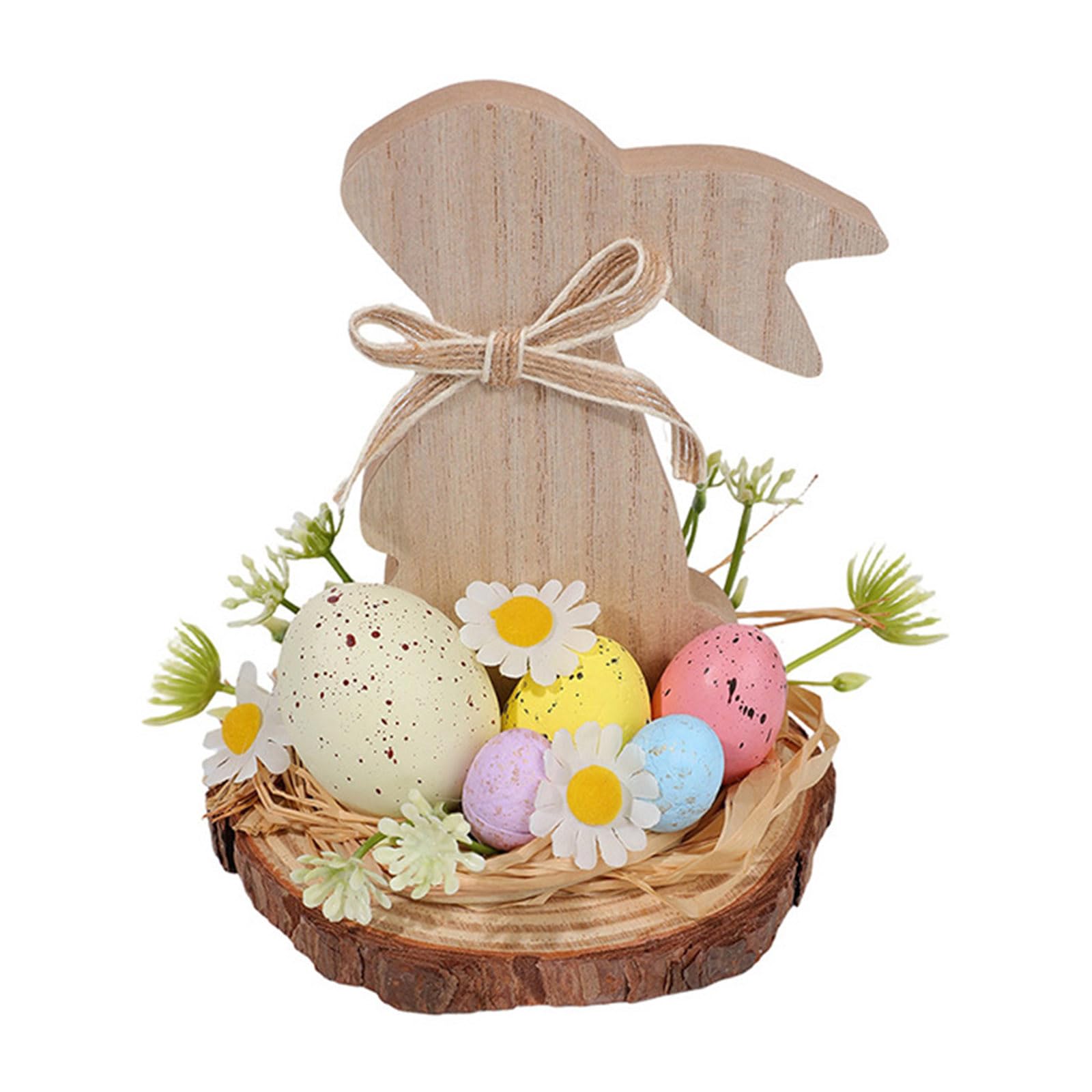 CRFFZ Wood Hare Figurine Easter Decoration for Living Room Nursery Tabletop Mantels Display and Party Centerpieces Easter Table Centerpiece Wooden