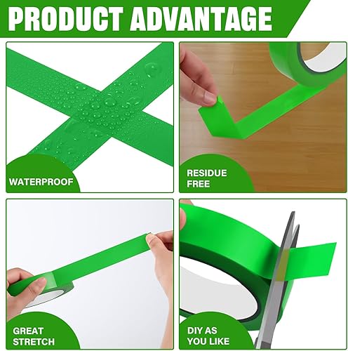 Miniatura 10 de 5 rollos de cinta de vinilo para piso, 1 pulgada x 60 yardas, cinta de corte de piso, equipo de marcado de campo de juego al aire libre para