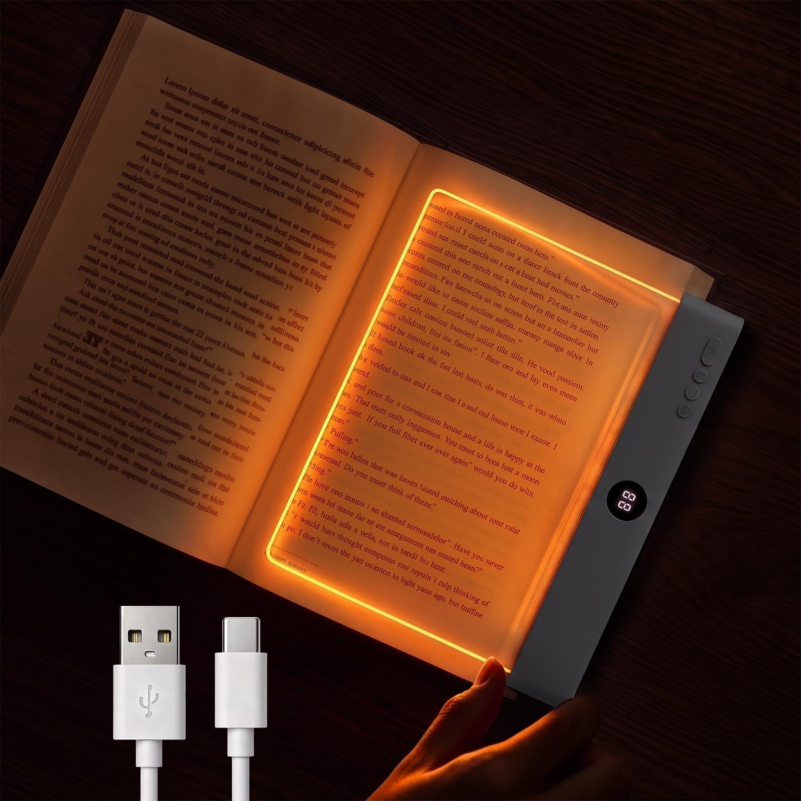 Book Light, 3 Colors Flat LED Reading Lights for Books in Bed with Memory Function, Dimming Timer Book Lamp, Rechargeable Bedside Lamps Book Lovers Gifts for Boys and Girls Women Man (White-Amber)