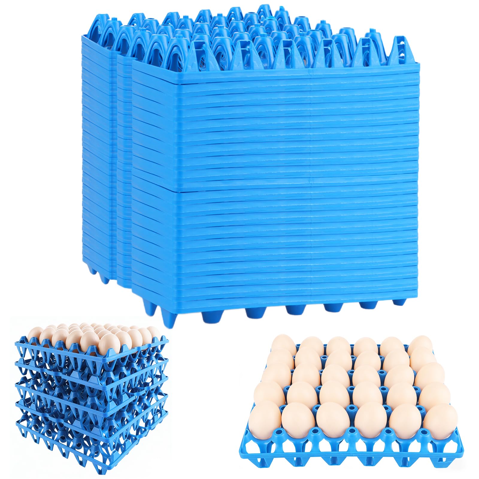 CYEER Lot de 20 Plateaux à Œufs en Plastique - Alvéoles de Stockage pour 30 Œufs (600 Œufs au Total) - Porte-Œufs Empilables, Robustes et Lavables - Idéal pour Élevage, Marché, Transport et Poulailler