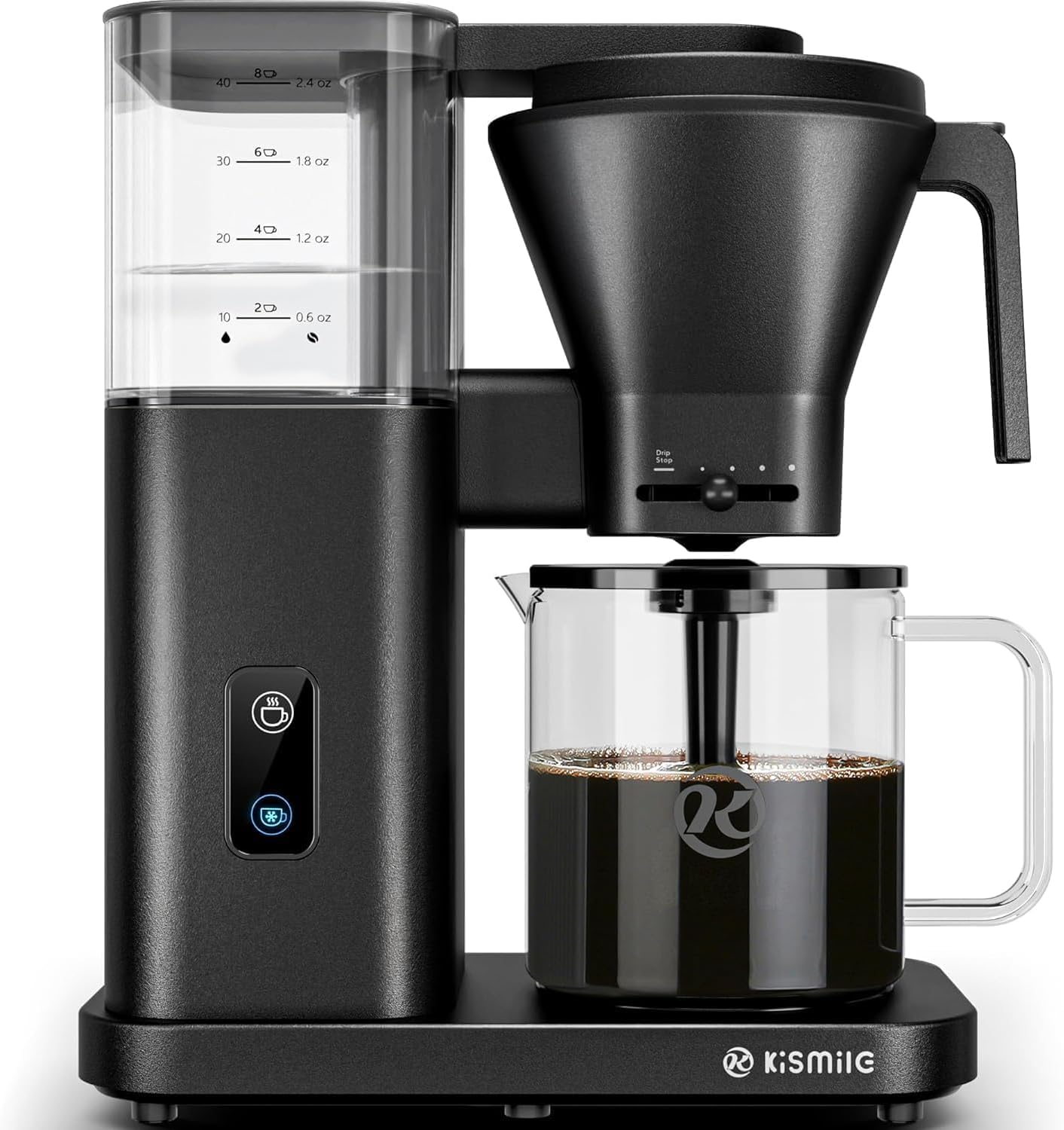 Kismile SCA-Certified 8-Cup Drip Coffee Maker with Pour-Over Control | 3-Second Heating at 197–205°F, Adjustable Flow, Removable 1.25L Water Tank, 20-Min Cold Brew and 40-Min Keep Warm