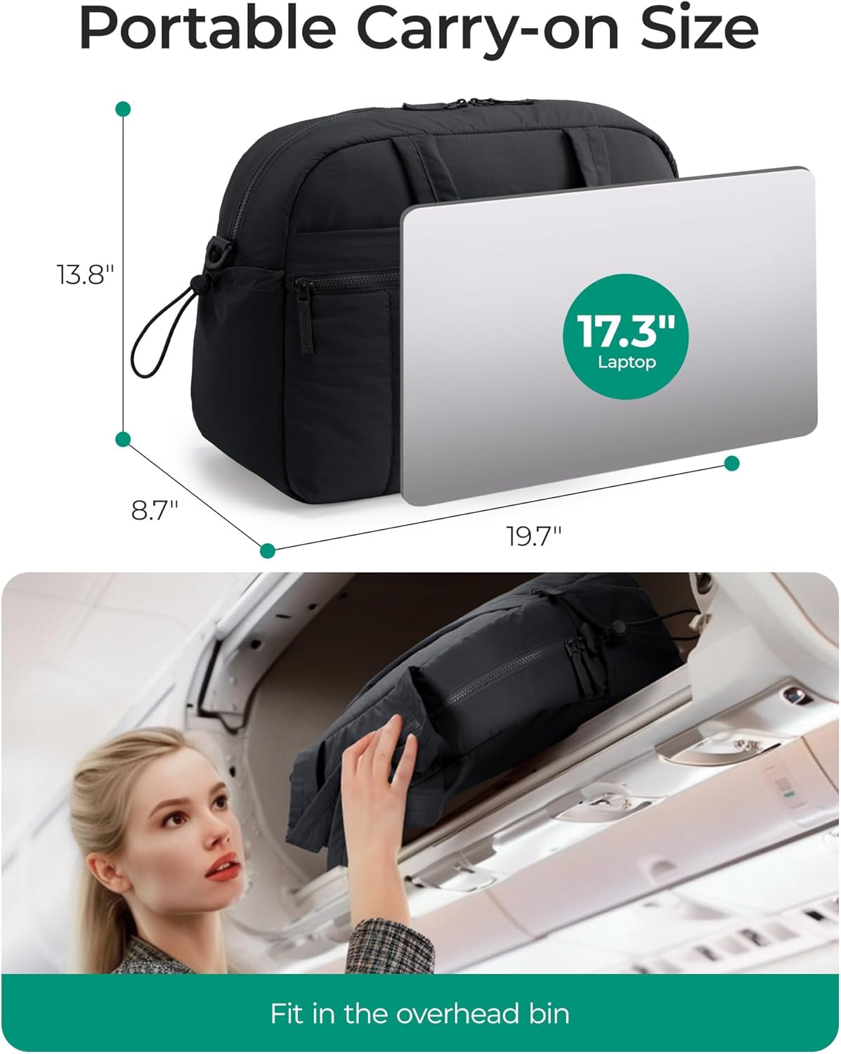 BAGSMART Gym Bag for Women, Duffle Bag for Travel with Wet Pocket, Lightweight Carry on Weekender Duffel, Water Resistant - Image 2