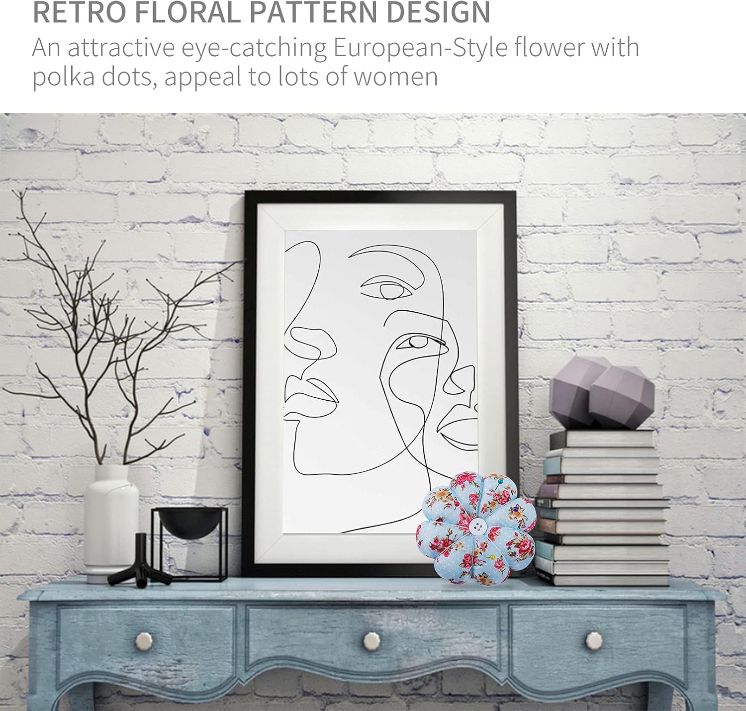 eZAKKA Polka Pumpkin Wrist Wearable Needle Pin Cushion Pincushions (European-Style Blue-Wrist)