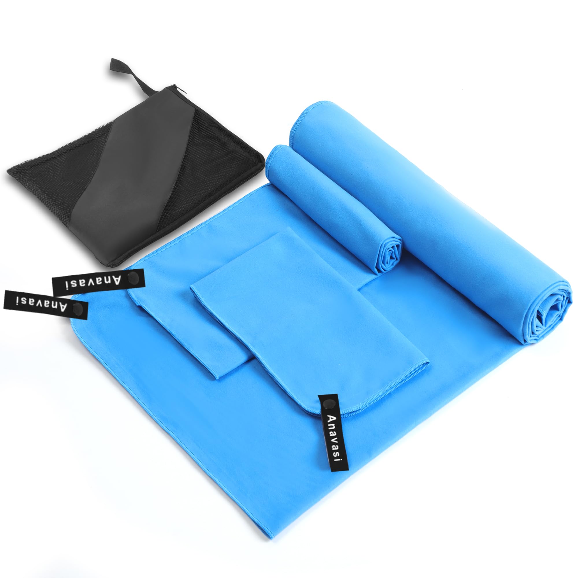 Anavasi 3 PCS Microfibre Towels for Adults, (180*80 + 80*40 + 50*30) cm