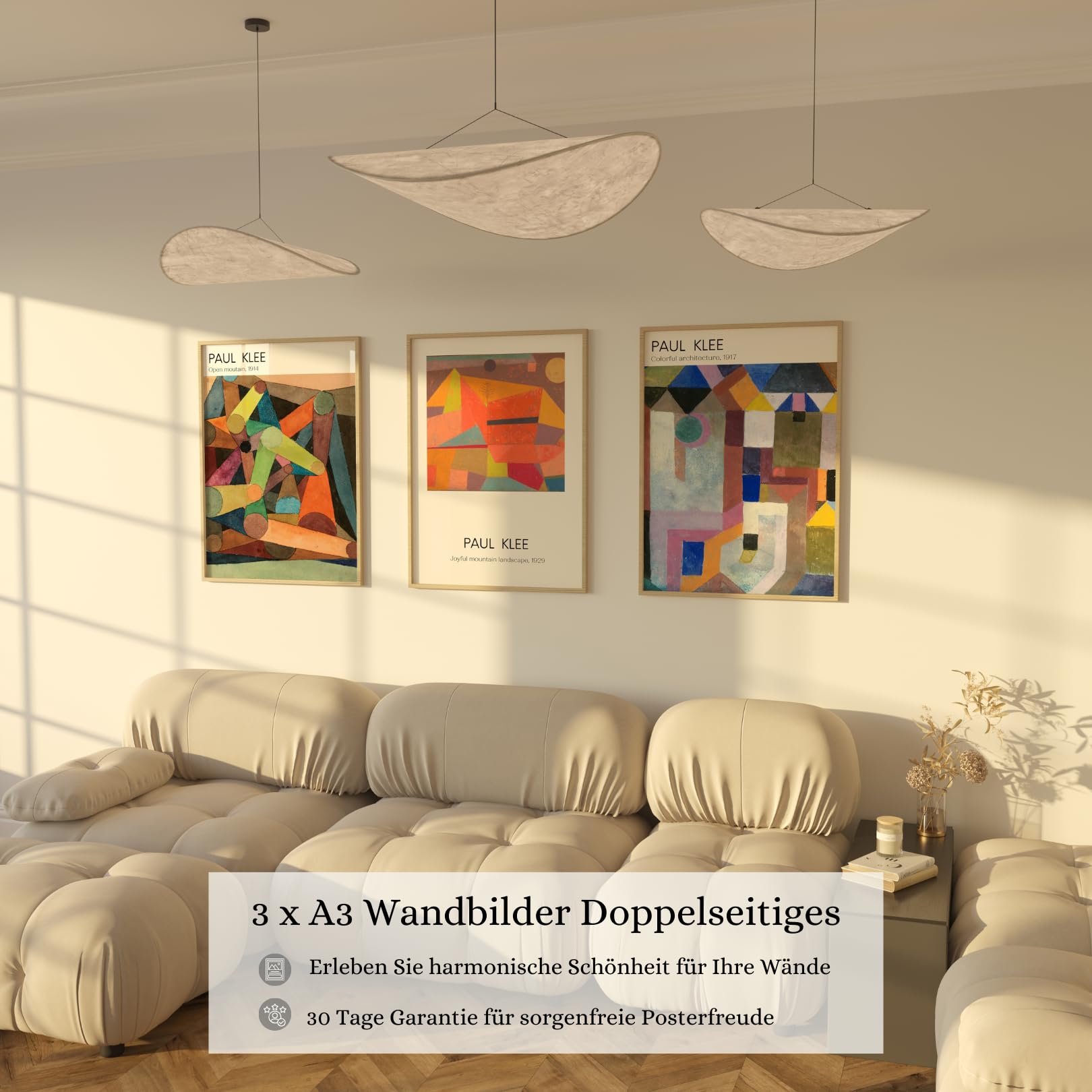 ZoeyAustin® 3 Doppelseitiger Kunstdruck Poster Set, DIN A3 (30 cm x 42 cm, Matisse/Klimt