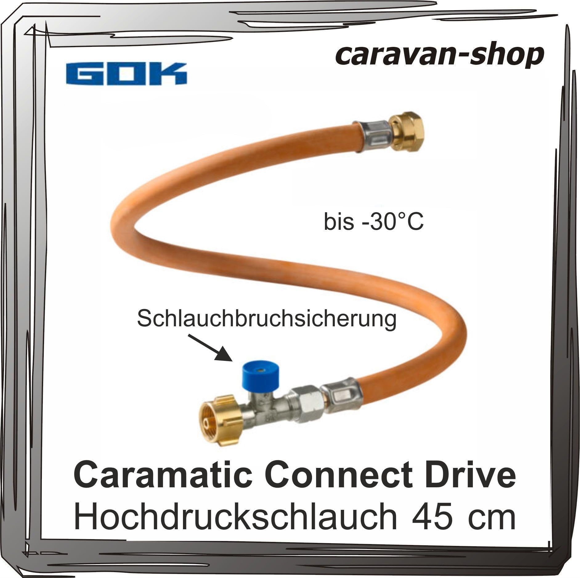 Hochdruckschlauch Caramatic ConnectDrive 450mm G.12 Schlauchbruchsicherung GOK Zweiflaschenanlage Gasregler Propan Butan 45cm 45 cm