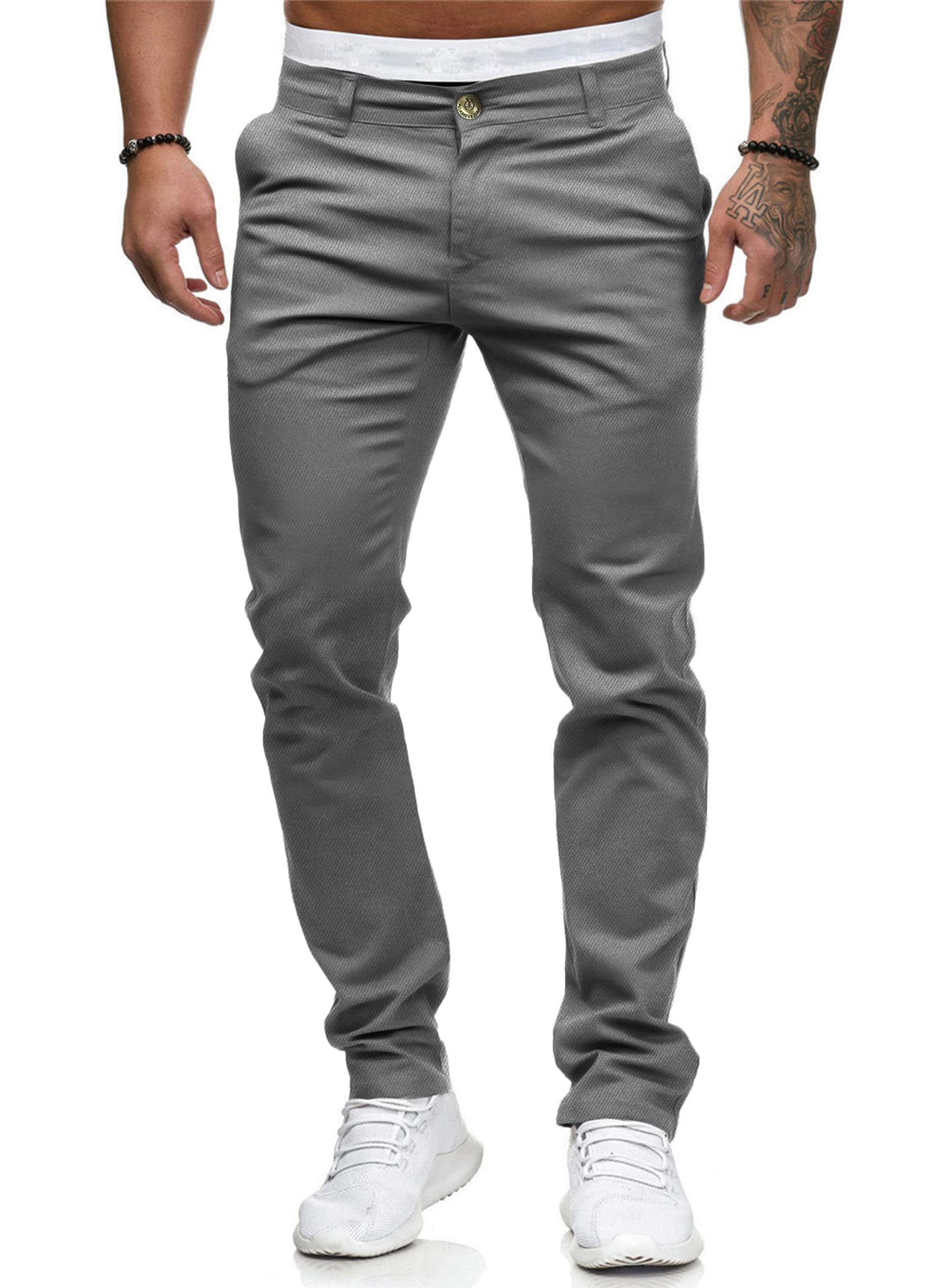 ALLABREVE Men's Chinos Casual Dress Pants Slim Fit Skinny Stretch