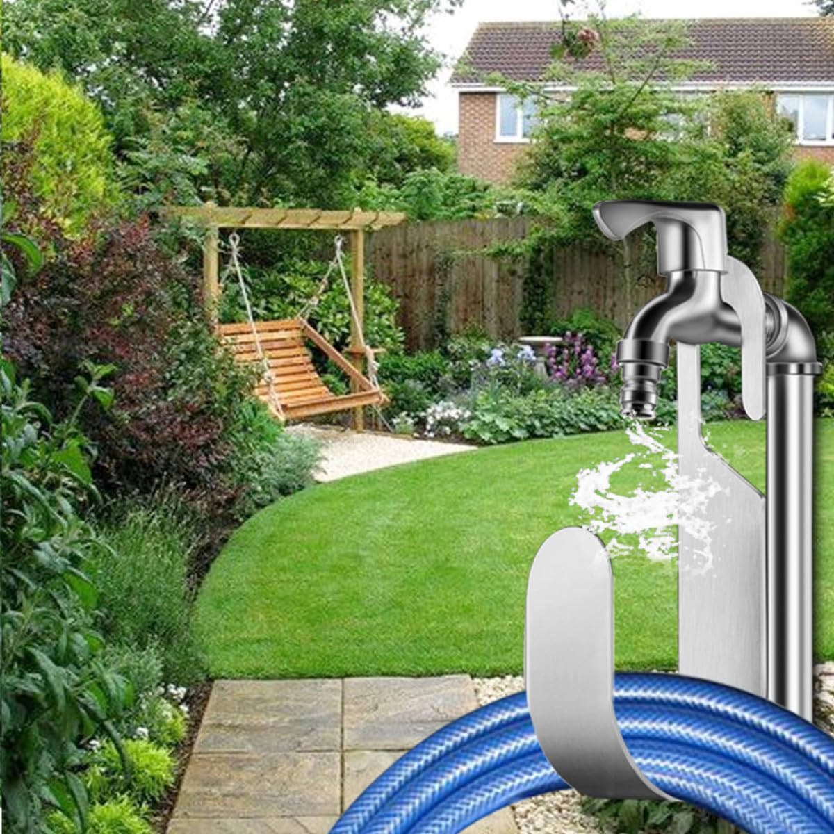 BESTonZON Schlauchhalter Wandmontage Robuster Gartenschlauch Aufhänger Langlebiger Wasserrohr Haken für Garten Wasserlagerung Korrosionsbeständig und Platzsparend