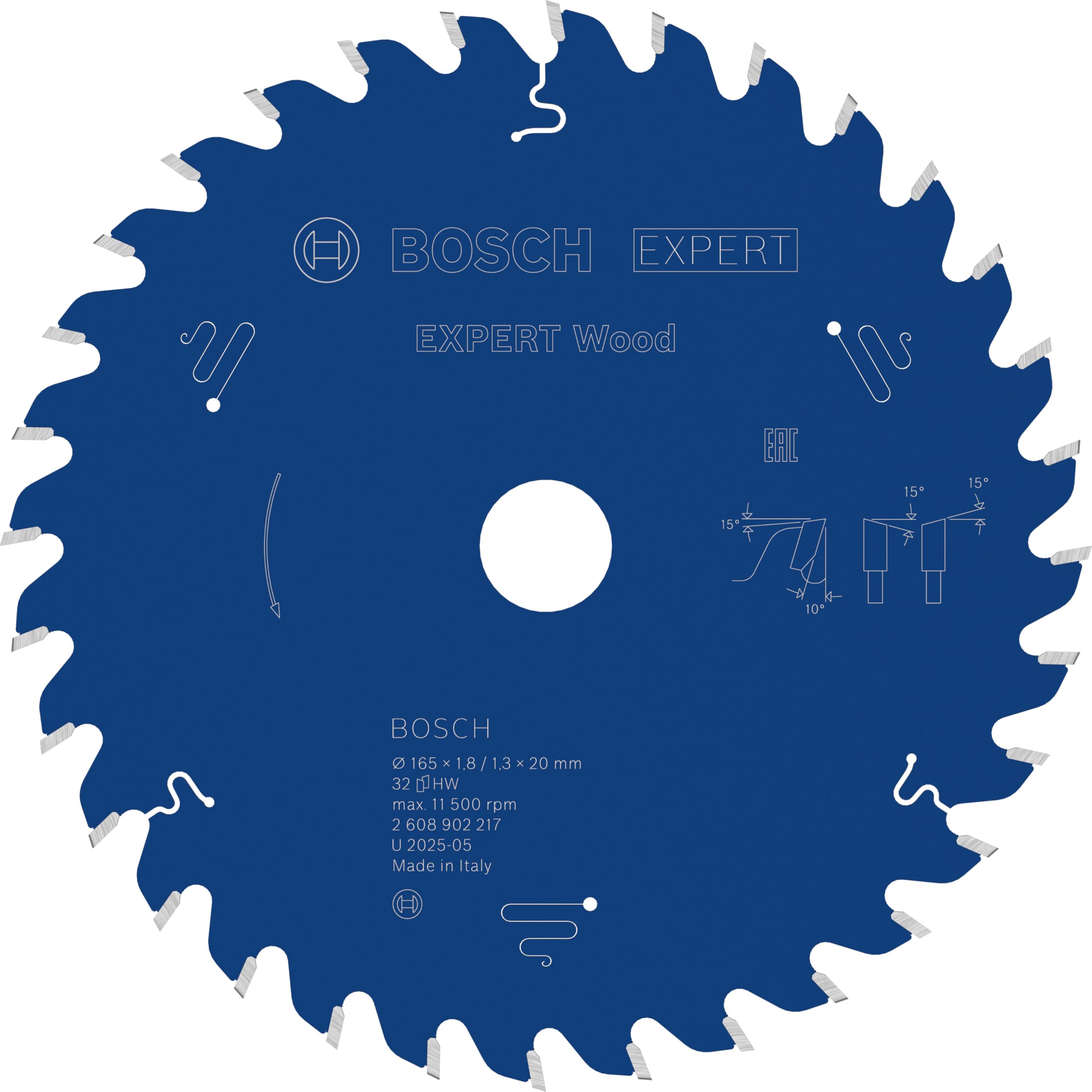 Bosch 1x Lama per sega circolare EXPERT per legno cablata (per Legno tenero, Legno duro, Ø mm, Professional Accessorio Seghe circolari a filo portatili)