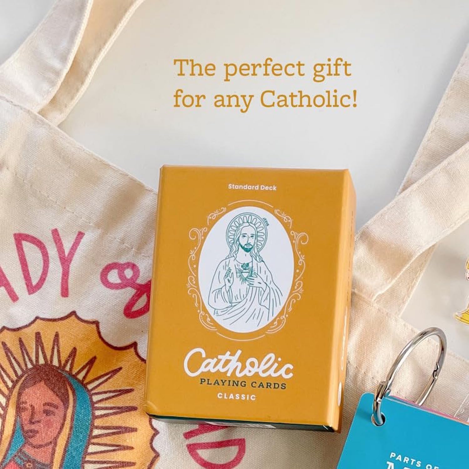 Catholic Playing Cards - 54 Card Deck with Magnetic Box - Holy Spirit, Holy Family & Saints Portraits - Catholic Gifts for Kids & Family