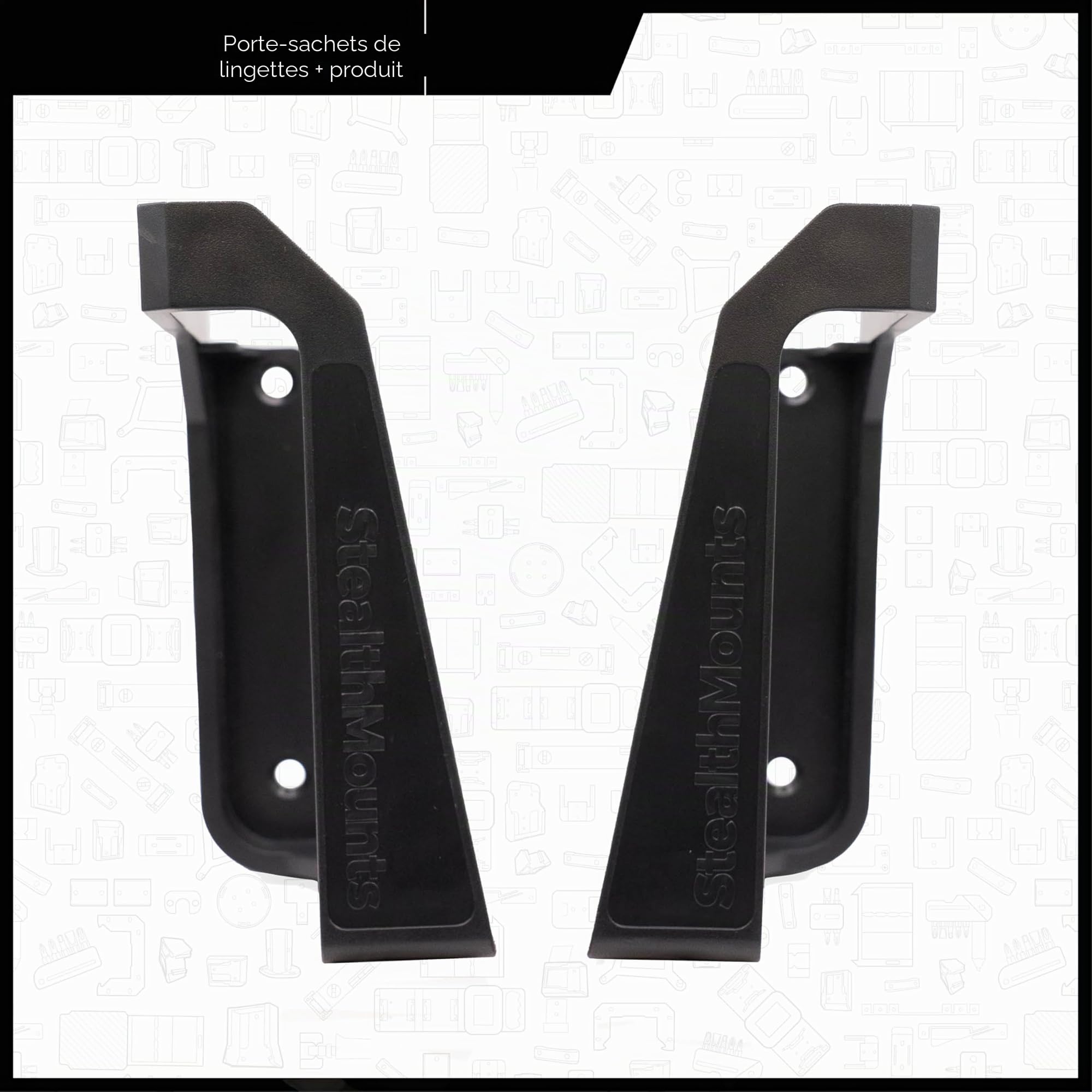 StealthMounts Porte-essuie – Lot de 2 Porte-essuie à monter au mur et étagères de rangement pour atelier, garage et stations de nettoyage – Fabriqué au Royaume-Uni