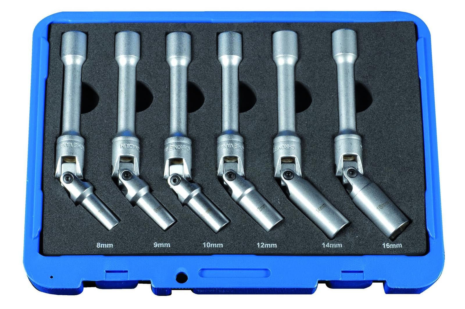 Coffret 6 douilles bougies ø8-9-10-12-14-16mm 3/8" CrV - OM 9213 - CLAS Equipements