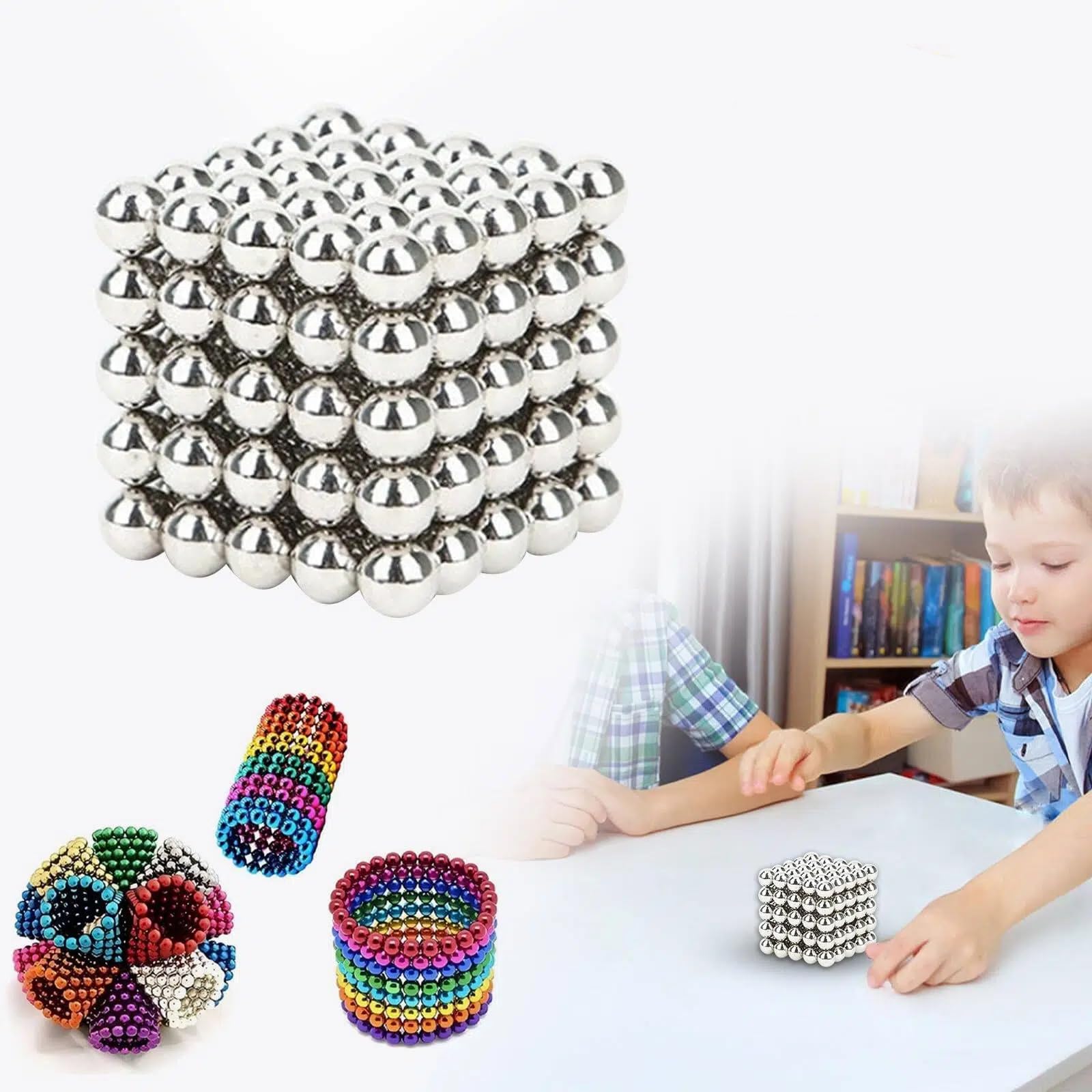 Magnetic Fidget Balls 125PC Construction Building Blocks,Stacking Magnetic Balls,Finger Toys,Build Accessories Toys for Adults and Teenagers Creatively Stacking Magnetics Ball for Home (Sl-125)