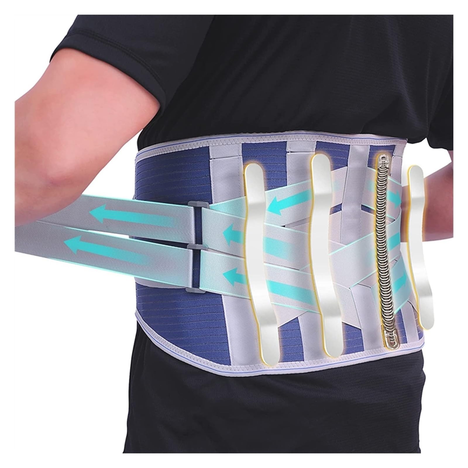 Faja Lumbar Ajustable Faja Lumbar Descompresion Alivio Lumbar Corsé Cinturón para Hernia De Disco Ciática Escoliosis con 3 Almohadillas(XL)
