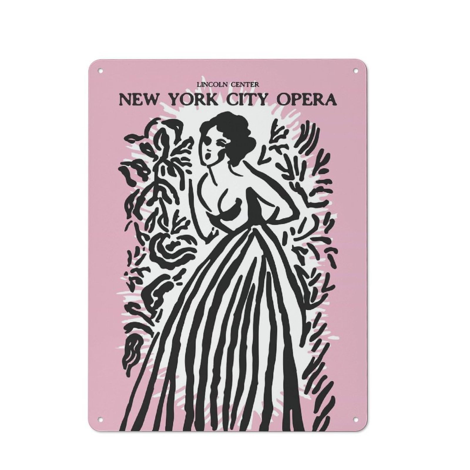 Junmoney Style-12 Metal Sign 40X30cm With New York City Opera For Hallway Wall, Retro Decor, Gift For Hallway Decor Lovers During The Christmas Season