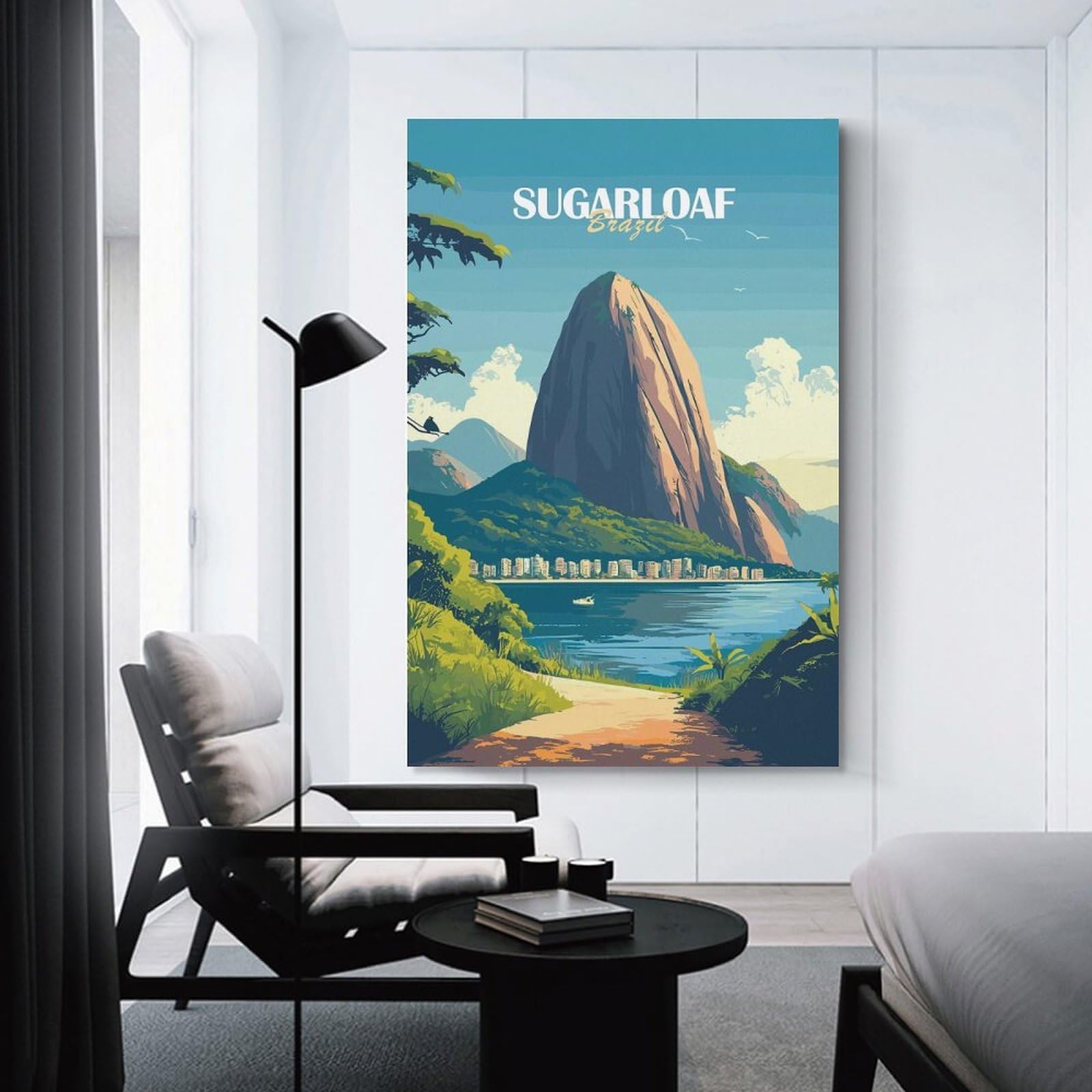 Junmoney Sugarloaf Mountain, Brazil Decorative Wall Artwork 20x30inch(50x75cm), for Home Lounge, Bedroom Or Reading Nook, Easy Decor for Gallery Walls