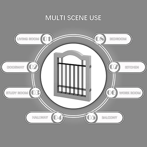 Miniatura 5 de GHQ&ME - Puerta independiente independiente de 80 pulgadas de ancho y 24 pulgadas de alto, sin montaje, puerta plegable de madera para perros, para