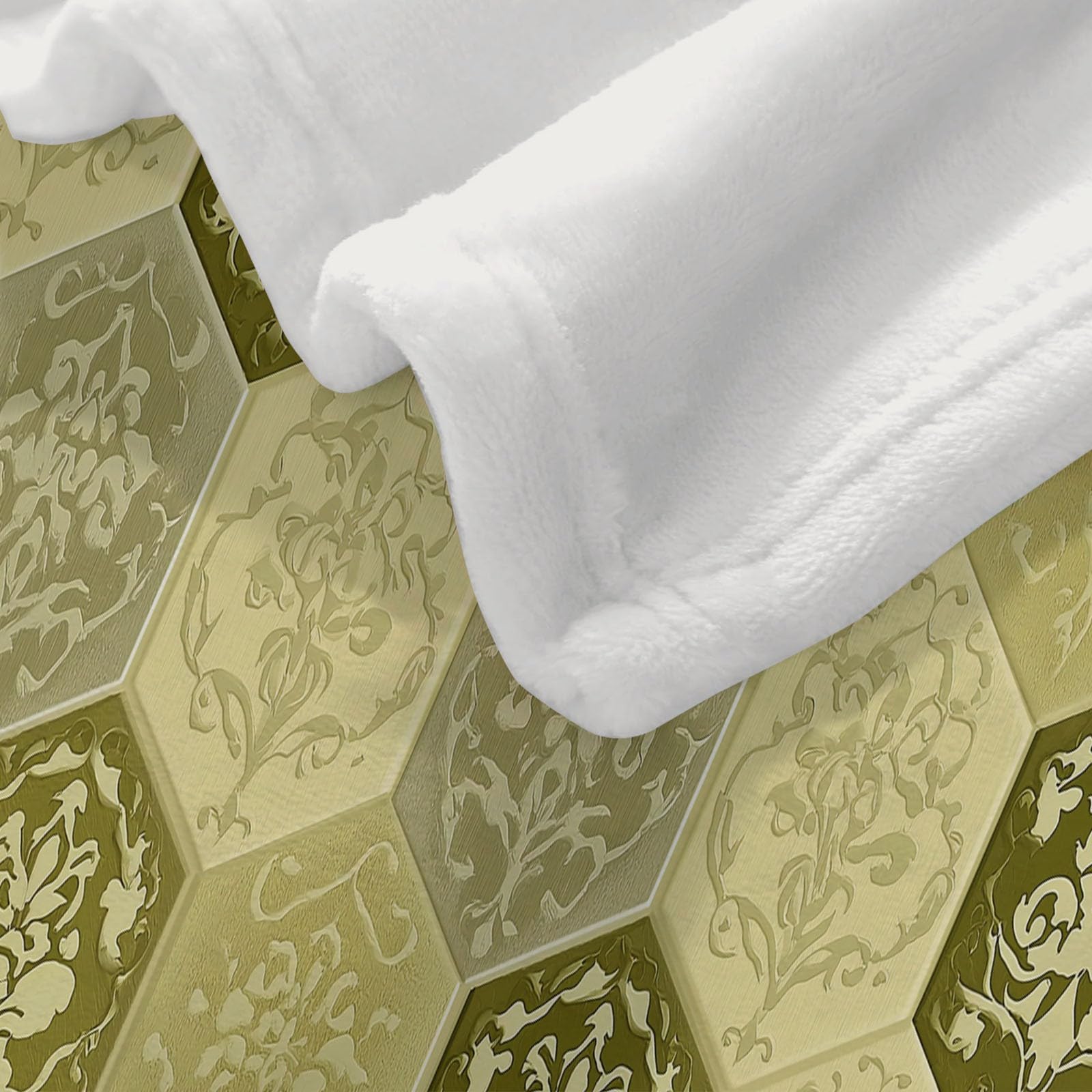 Manta Franela para Cama 220 x 240 cm, Suave Cálida Hexágono Geométrico Satinado Manta Invierno Calentitas Transpirable Ligera Estilo Retro para Adulto Infantil Mujer Hombre