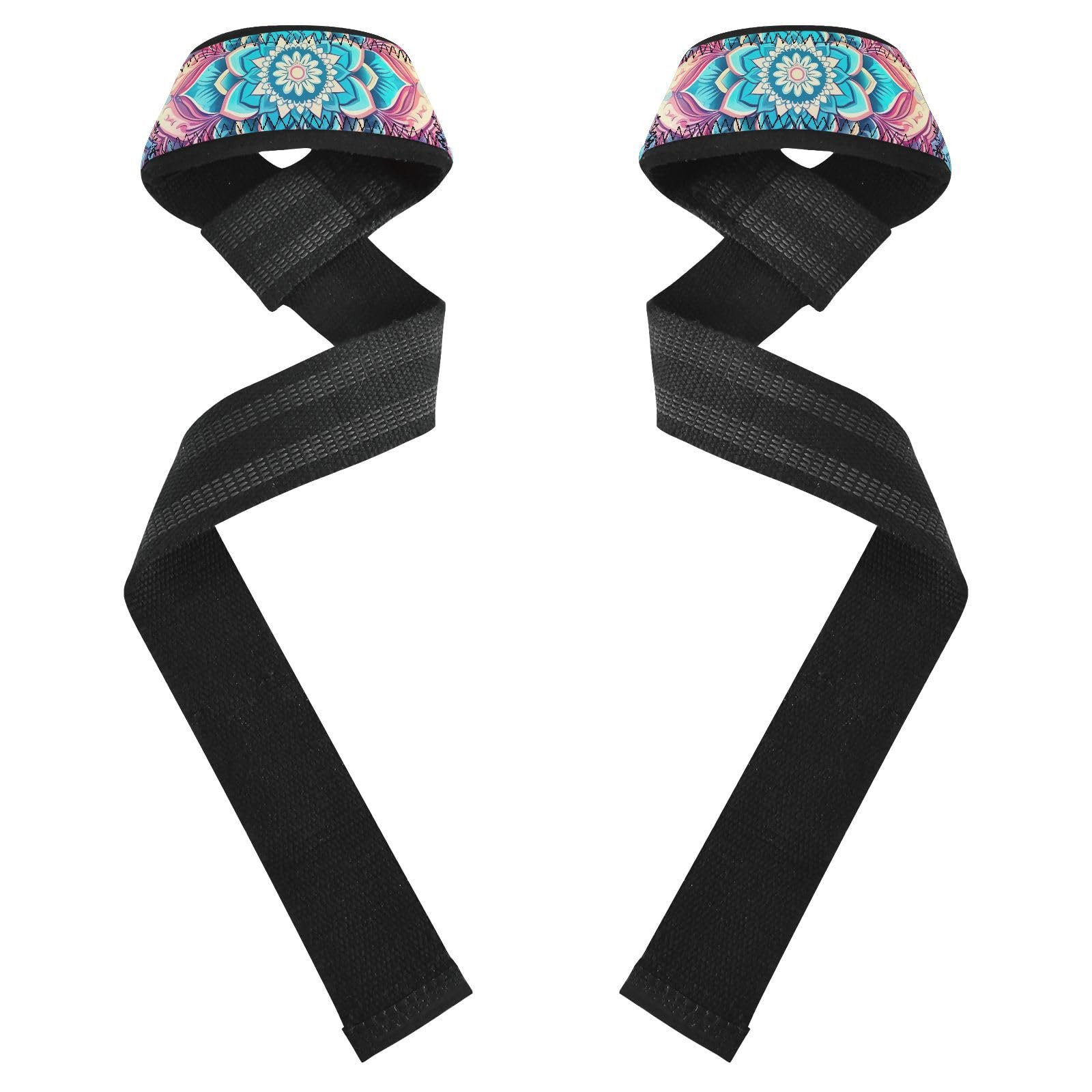 Nander Mandala Wrist Straps for Weightlifting,Lifting Straps with Neoprene Cushioned Wrist Padded and Anti-Skid Silicone for Strength Training,Bodybuilding,Deadlifting