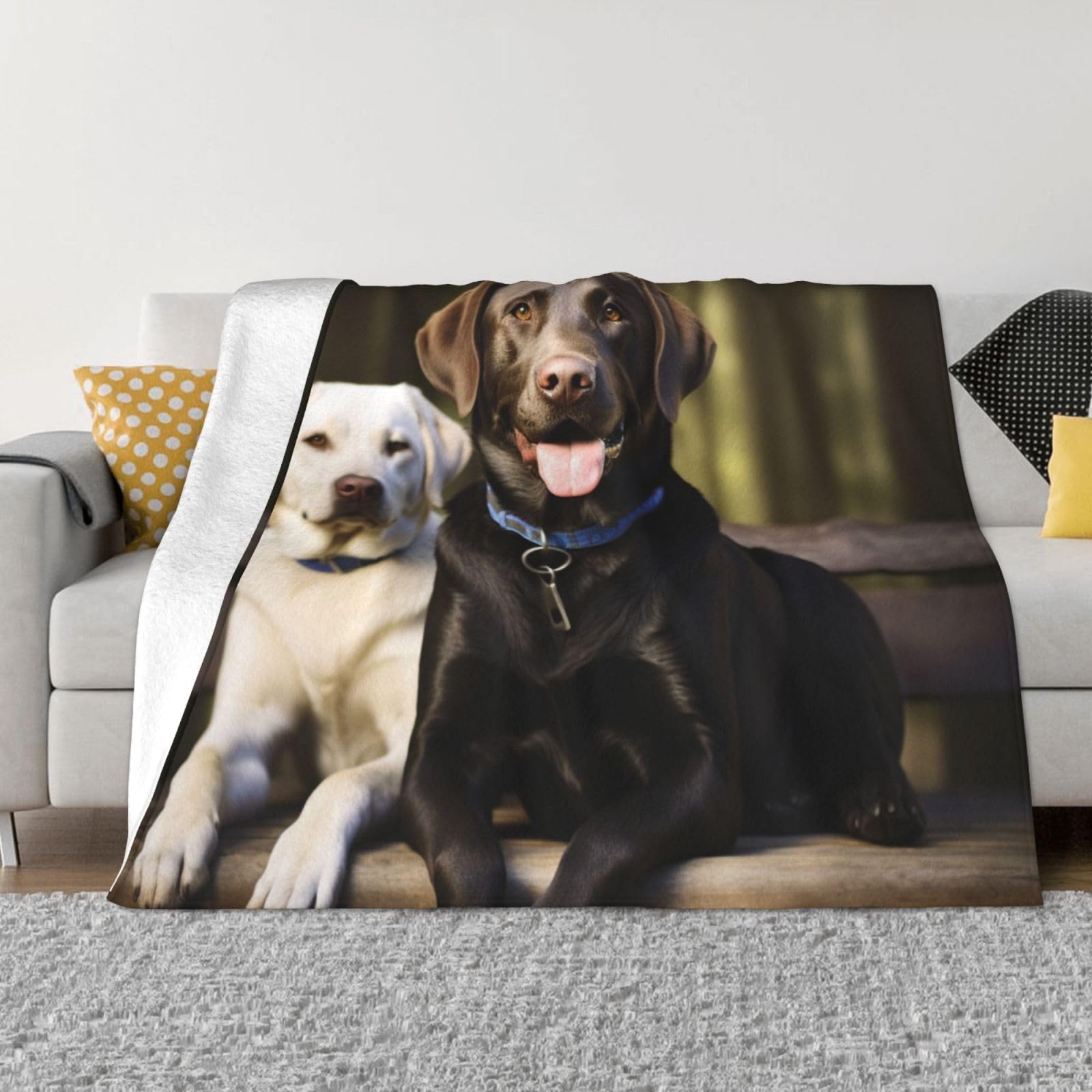 Fodpand Black Labrador Flannel Blanket 60"X50" - Ultra-Soft Lightweight Throw Blanket For Bed, Sofa, And Couch - Luxury Air Conditioning Blankets - Cozy Warm Blankets For All Seasons