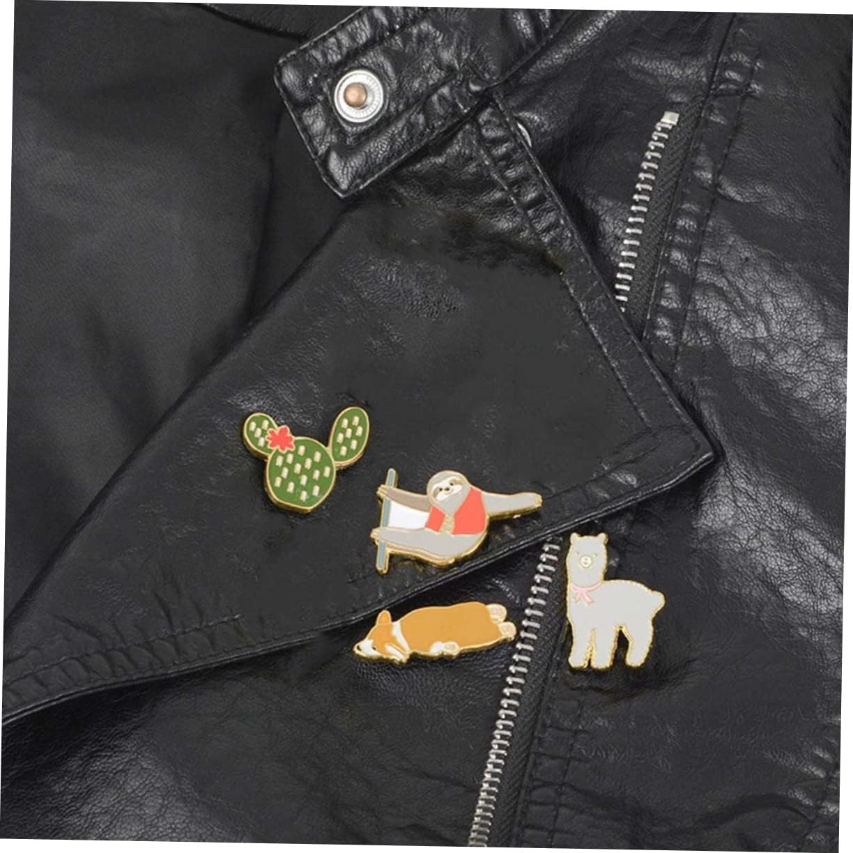 Cute Lapel Button Brooch Badge 4pcs Alpaca Sloth Cartoon Breastpin Usa Brooch Pin for Boys and Girls and