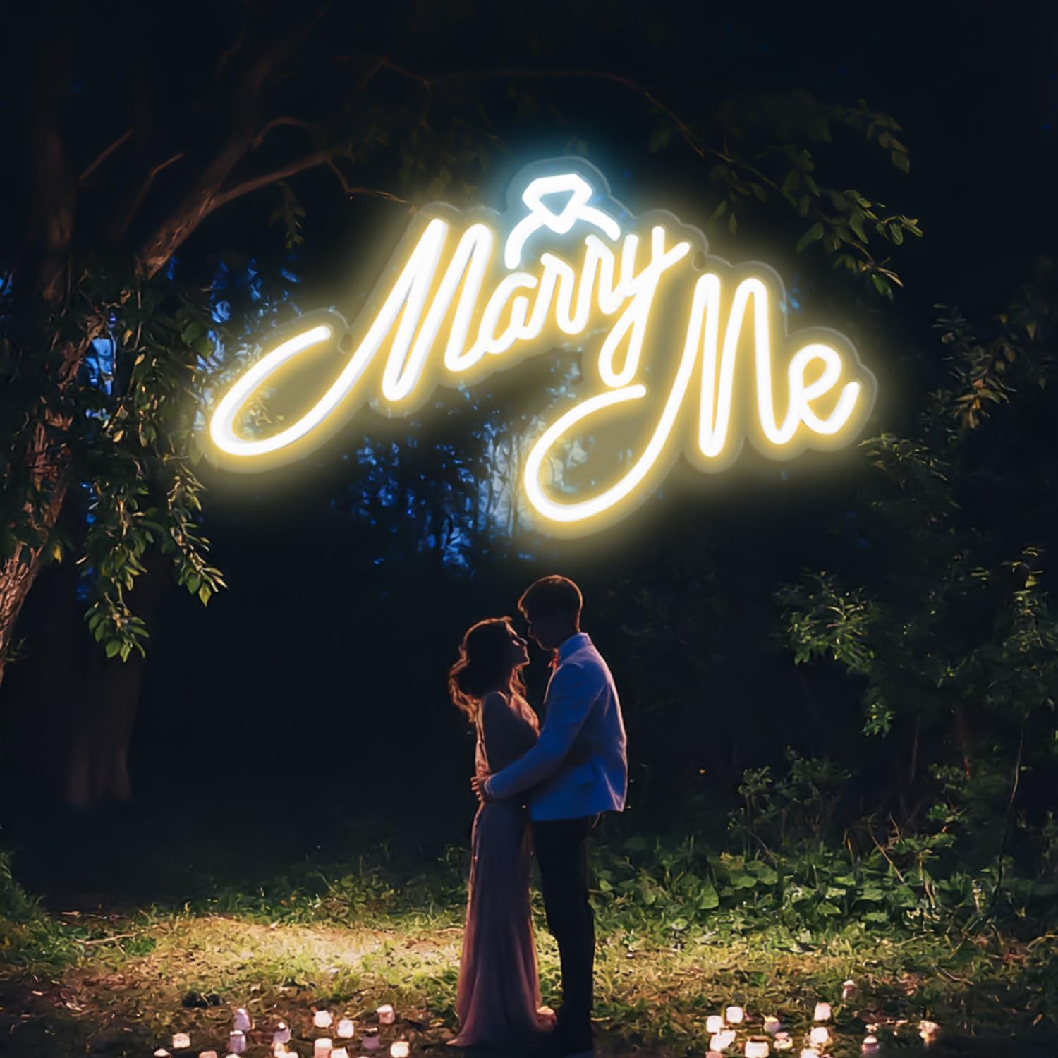 Neonschild mit Aufschrift "Marry Me", LED-Neonschild, Wanddekoration für Verlobungsantrag, Hochzeitszeremonie, Hintergrund, Dekoration, 40,6 x 22,9 cm, USB-betrieben, 10 warme Helligkeit