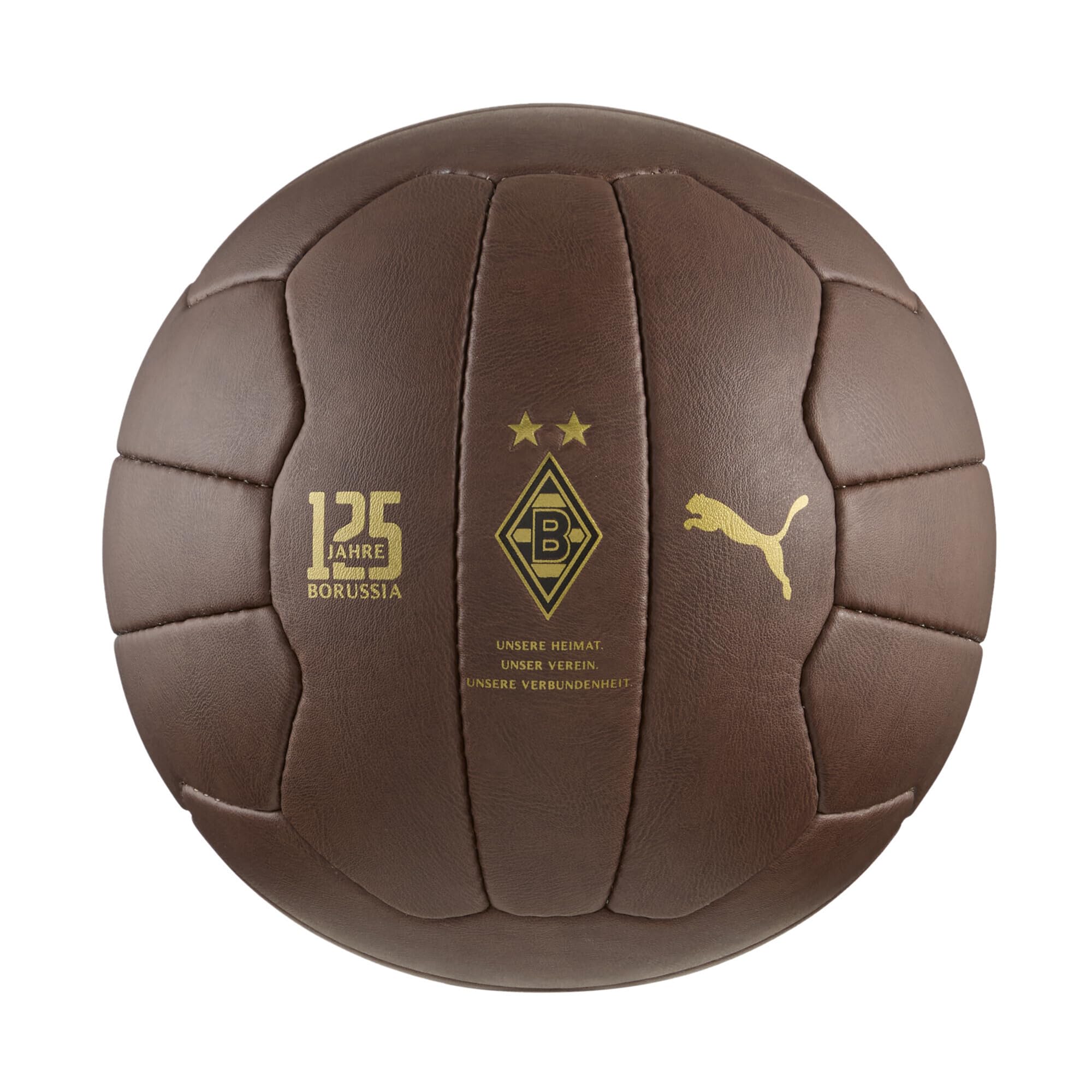 PUMA Retro Lederball „125 Jahre Borussia“ Größe 5 | Borussia Mönchengladbach Jubiläumsball | Fanartikel Sammlerstück, Nostalgie, Leder, Logo