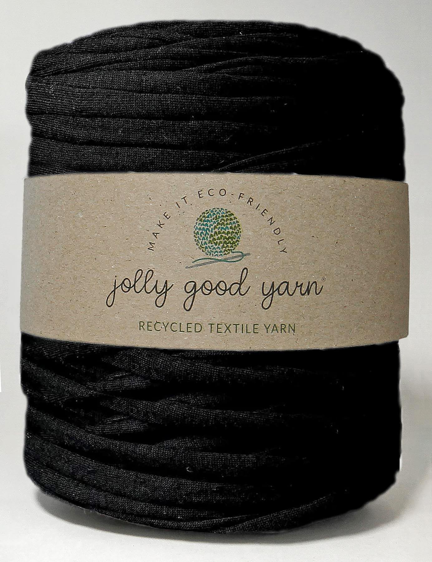 Jolly Good Yarn Recycled Chunky Cotton T-Shirt Yarn for Crochet, Macrame, Loom Knitting - Black 800g / 100m