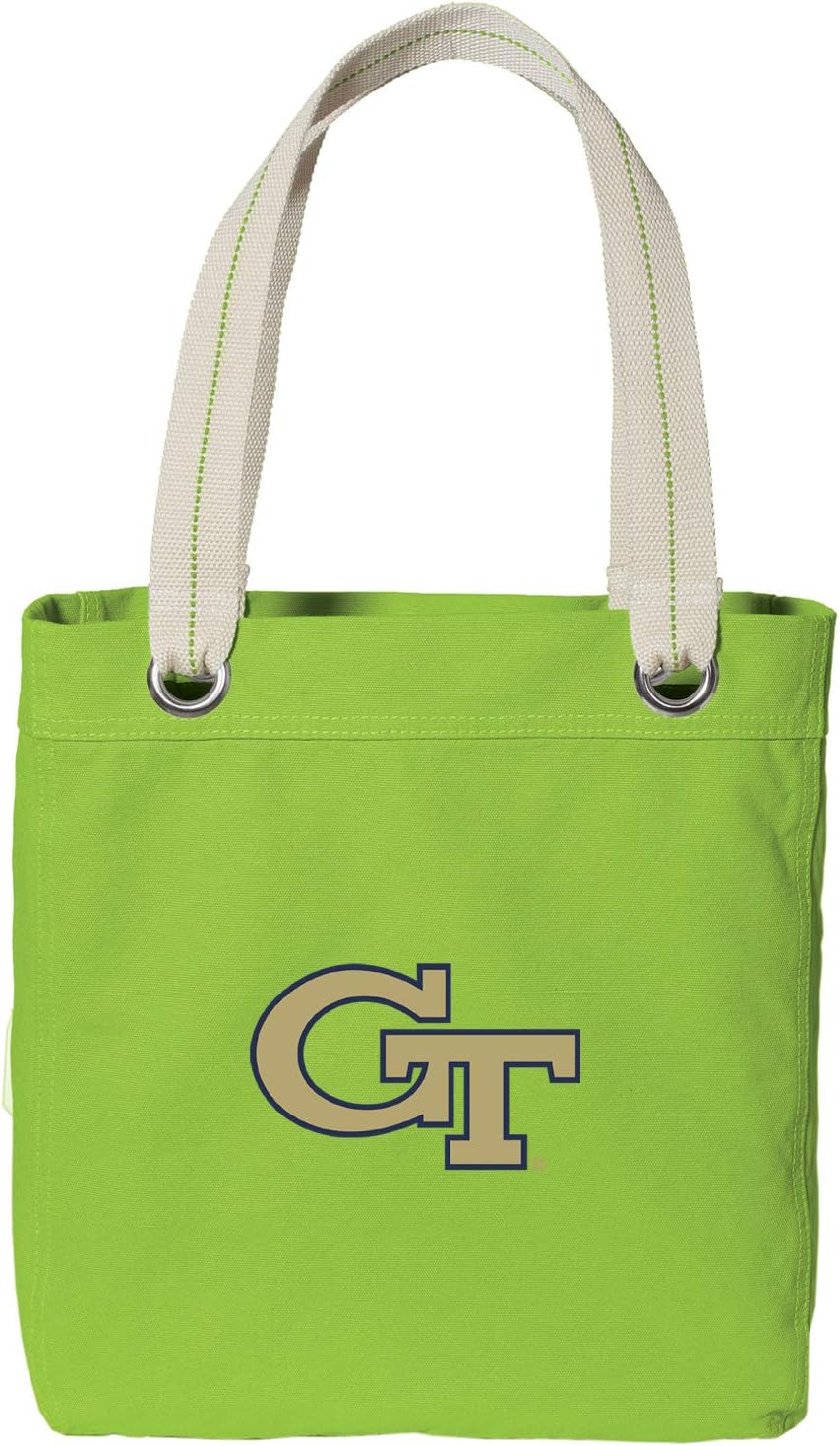 Broad Bay Georgia Tech Tote Bag RICH Dye Washed COTTON CANVAS FASHION LIME