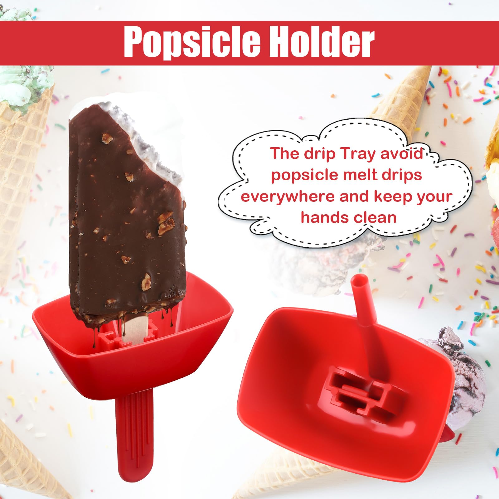 TranRantic 4 Pièces Porte Glace Anti Goutte pour Enfant, Porte Glace Silicone avec boîte de rangement, Popsicle Holder Réutilisable, Support De Crème Glacée Anti Écoulement(4 couleurs TranRantic 4 Pièces Porte Glace Anti Goutte pour Enfant, Porte Glace Silicone avec boîte de rangement, Popsicle Holder Réutilisable, Support De Crème Glacée Anti Écoulement(4 couleurs