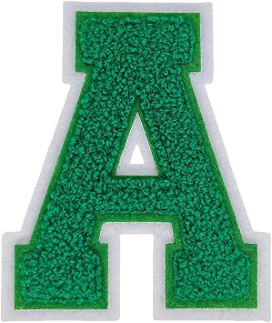 1 PCS 4.0" Green Chenille Letter Patches, Iron on Patches for Hats Clothes Bags Backpacks Jeans, Initial Large Varsity Letters,DIY Accessories Letter A