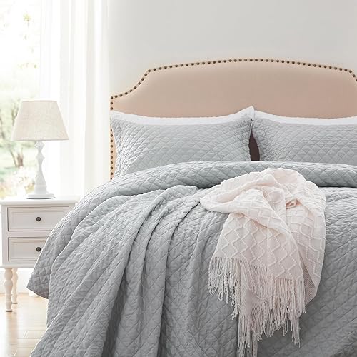 Vista 235 de SunStyle Home - Juego de colcha de cama de microfibra, ligero y suave, reversible, patrón de colcha, colchas para todas las estaciones. 01 - Verde