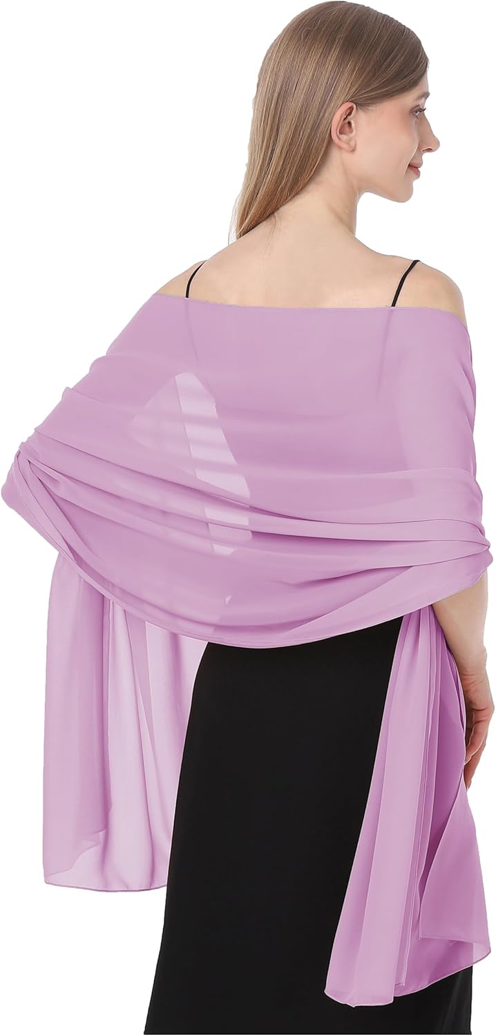 Baoqiya Women's Shawls and Wraps for Evening Dress Chiffon Shawl Soft Elegant Silky Pashmina Wedding Bridal Scarf